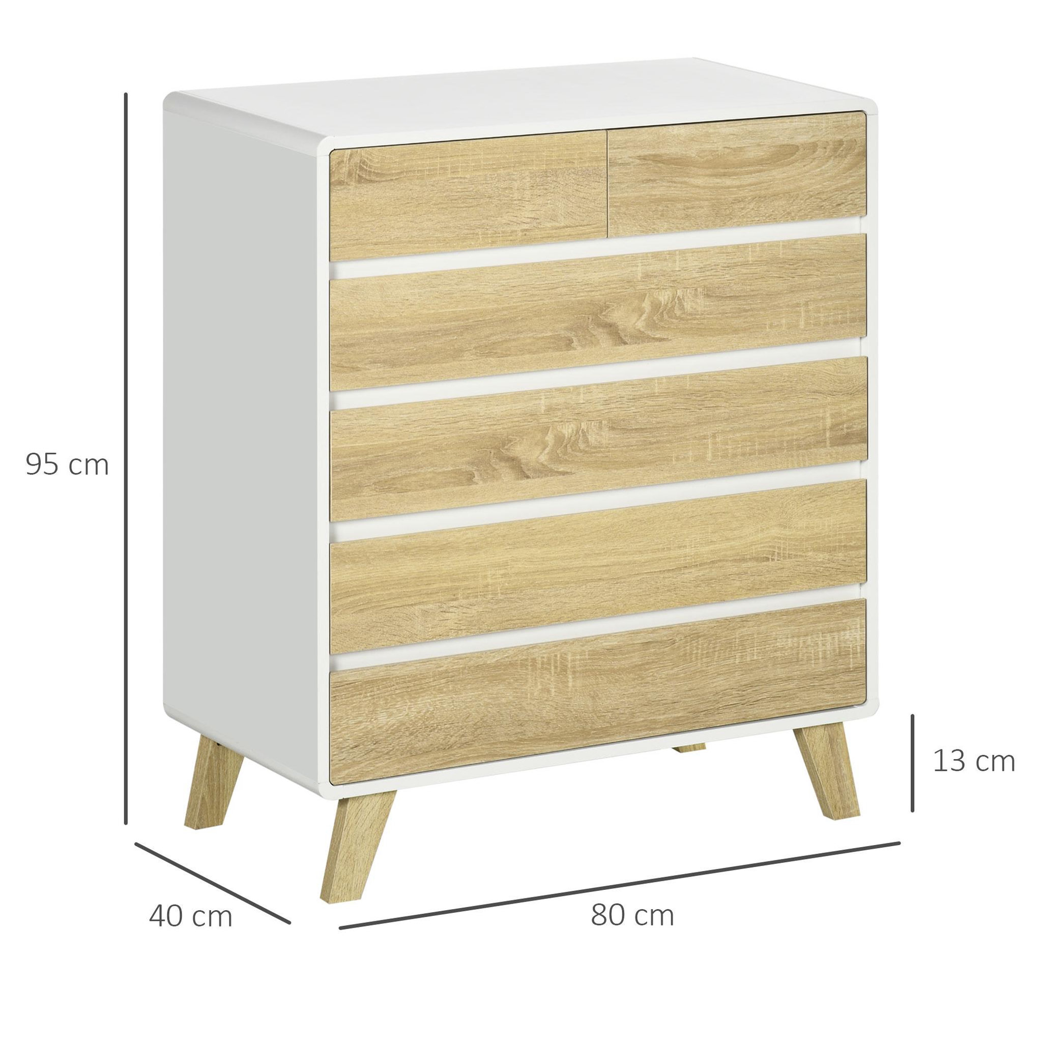 Voir la diapositive 3 : HOMCOM Commode design scandinave - 6 tiroirs - MDF panneaux blanc aspect chêne clair
