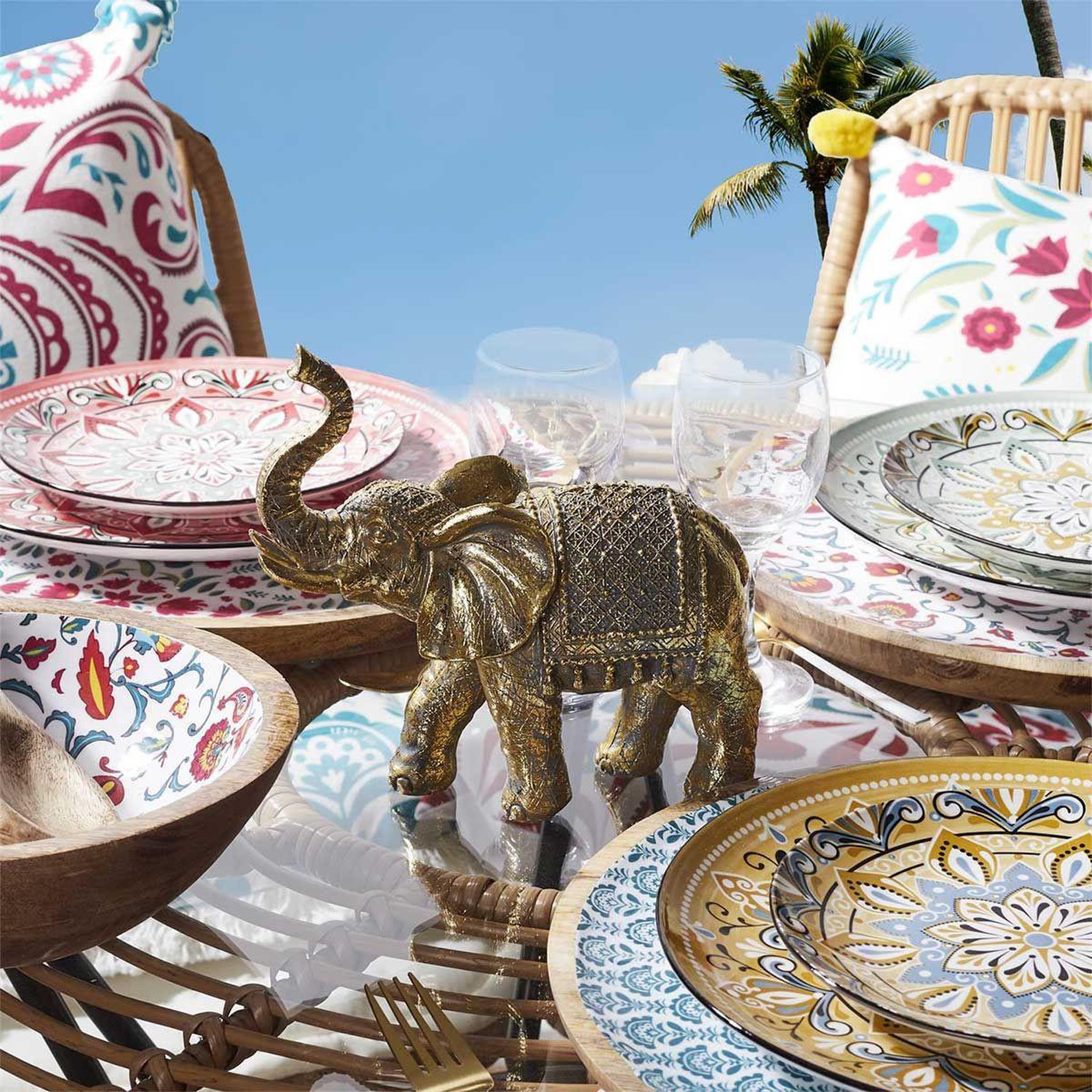 Voir la diapositive 6 : The Home Deco Factory Statuette Déco  Éléphant  21cm Doré