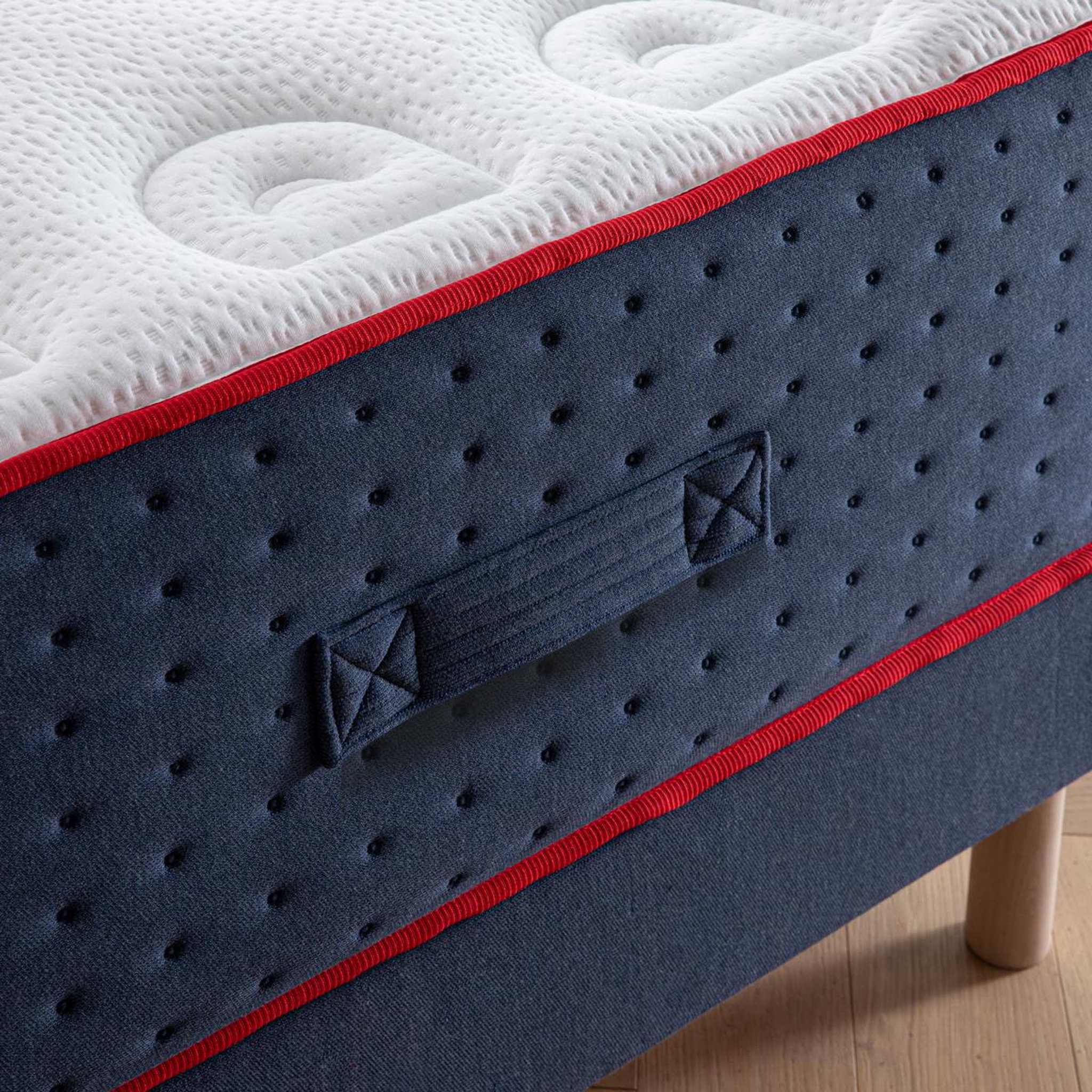 Voir la diapositive 6 : DODO Ensemble - Matelas mi-ferme + sommier Bleu LE VERITABLE