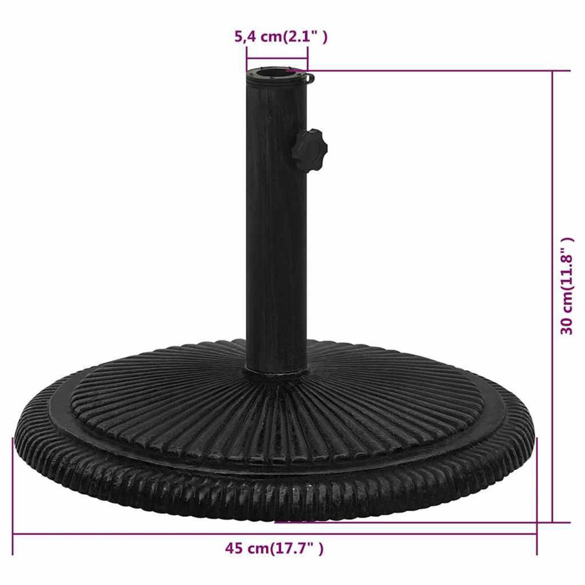 VIDAXL Socle de parasol Noir 45x45x30 cm Fonte