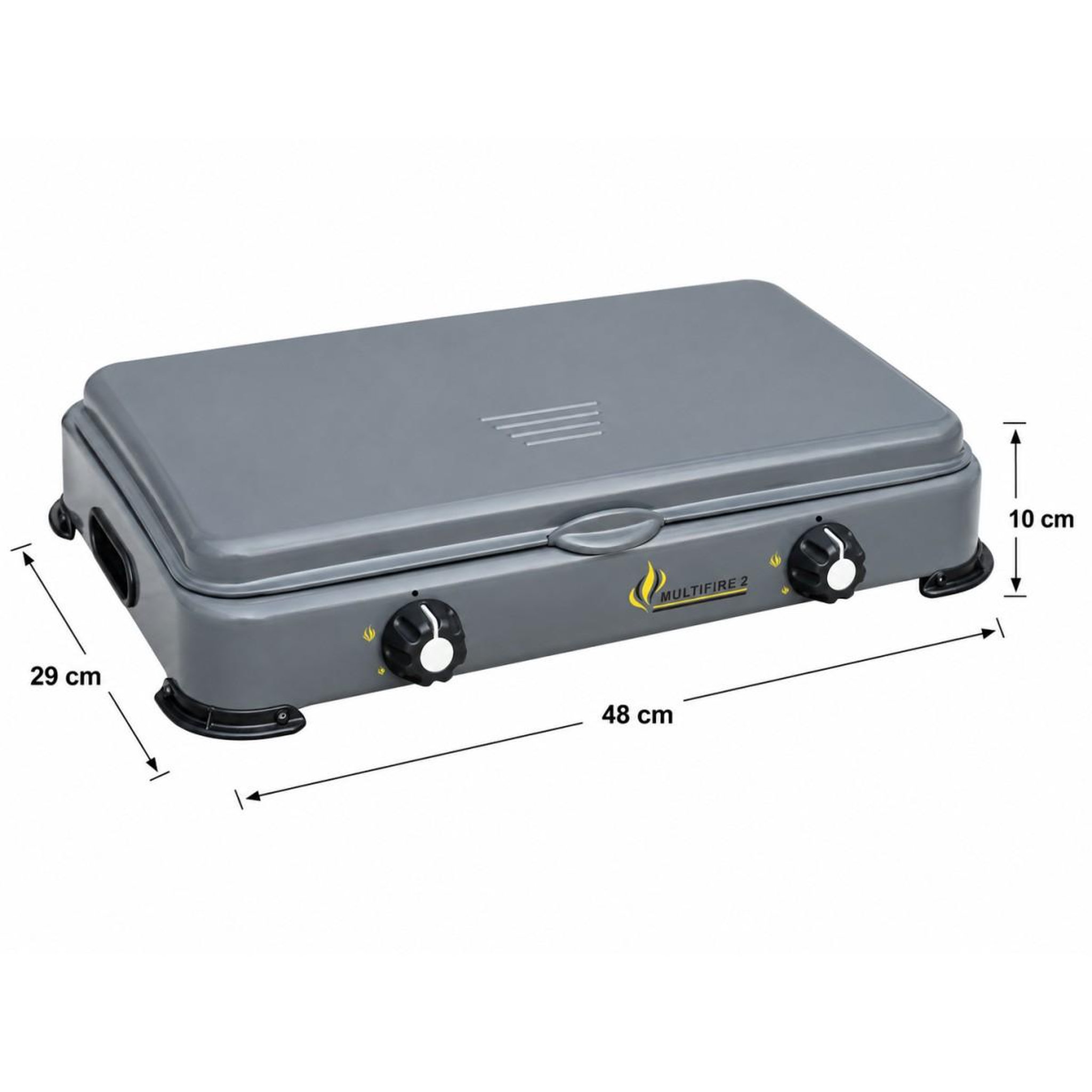 Voir la diapositive 5 : INTEC Réchaud à gaz portable 2 feux 3200W Brûleurs Inox - Plaque de cuisson gaz Butane ou Propane Design Gris INTEC