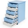 Voir la diapositive 4 : tectake Caisson de bureau à roulettes en bois bleu