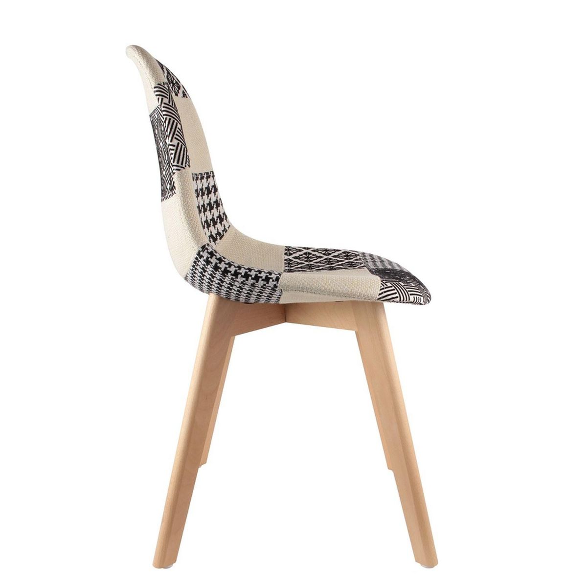 The Home Deco Factory Chaise scandinave Patchwork - H. 85 cm - Noir et blanc