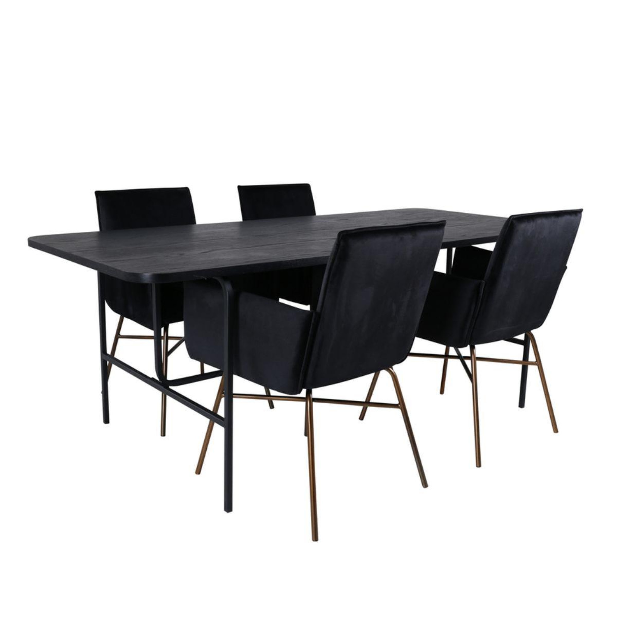 Paris Prix Ensemble table à manger & 4 chaises  uno & petra  200cm noir