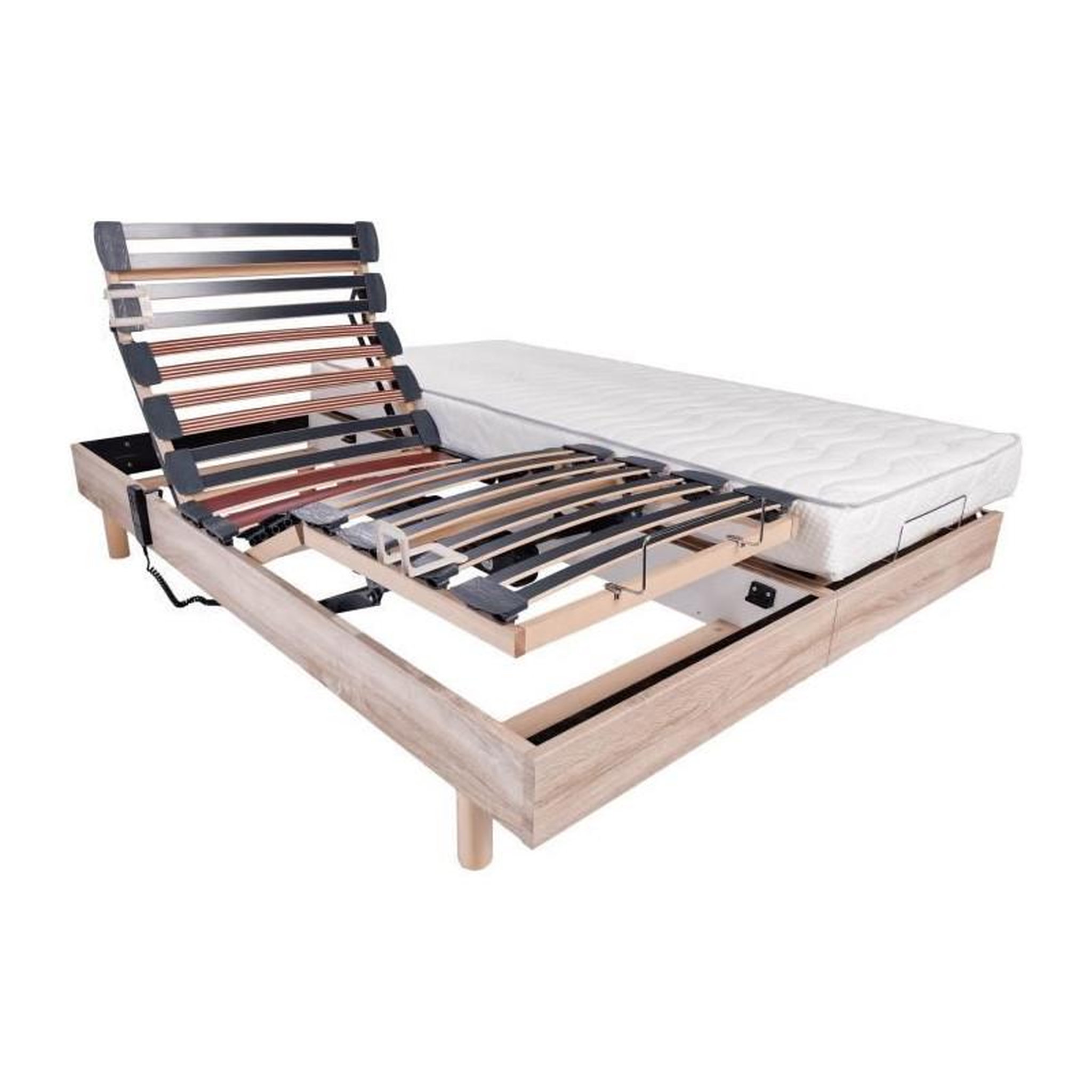 Voir la diapositive 2 : WEBED Ensemble relaxation matelas + sommiers électriques 2x80x200cm - Mousse - Ferme - EQUINOXE Fabrication française