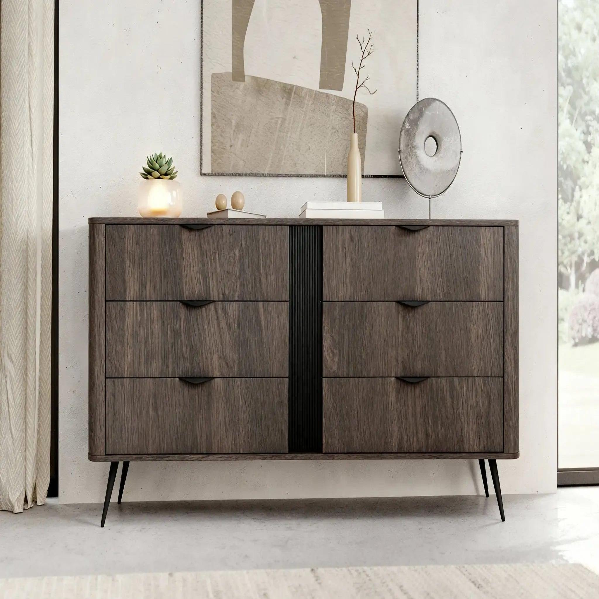 Voir la diapositive 2 : CASANOVA PARIS Selena - buffet 163cmbois de chêne - chêne foncé
