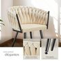 Voir la diapositive 4 : tectake Lot de chaises de salle à manger rembourrée avec revêtement en velours et design noué sable Lot de 6
