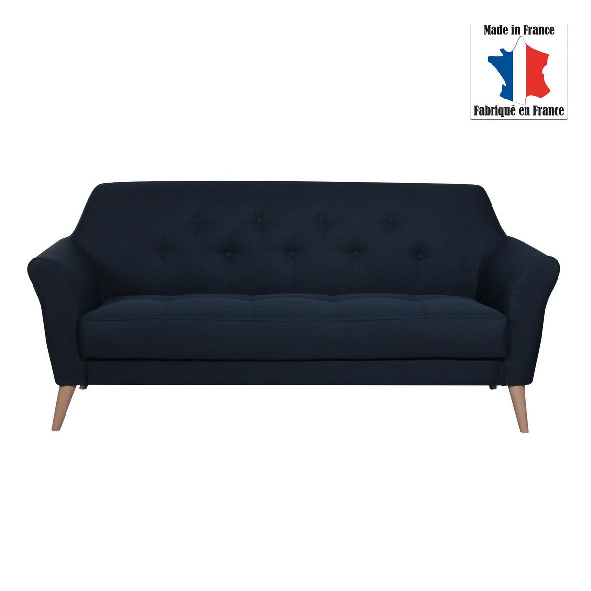 Canapé 3 places scandinave tissu chiné SANTANA, pieds hêtre