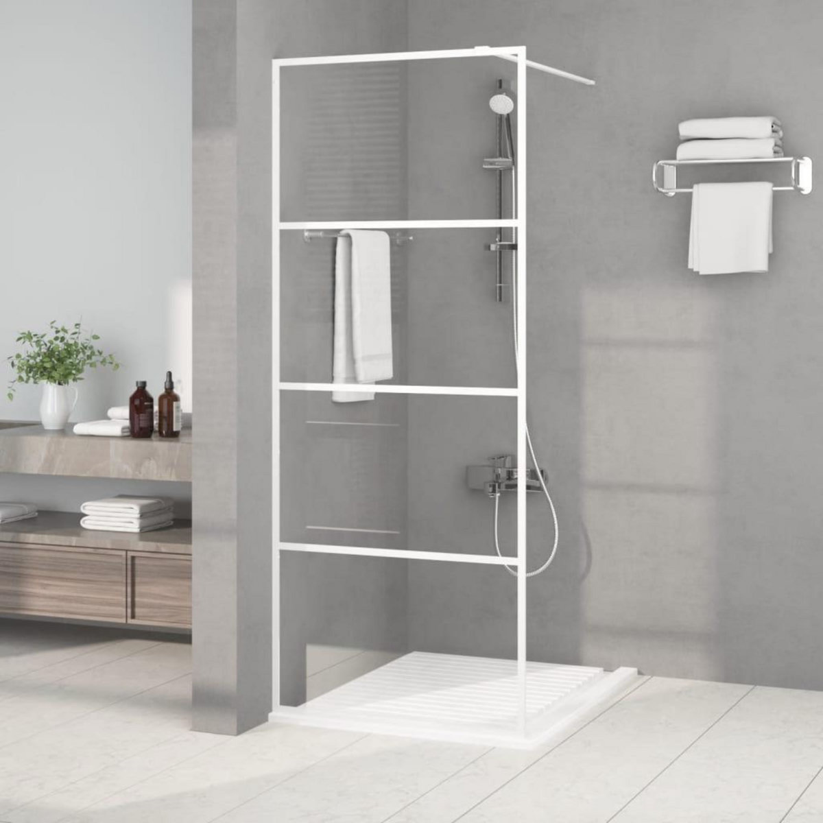 VIDAXL Paroi de douche Blanc 80x195 cm Verre ESG transparent