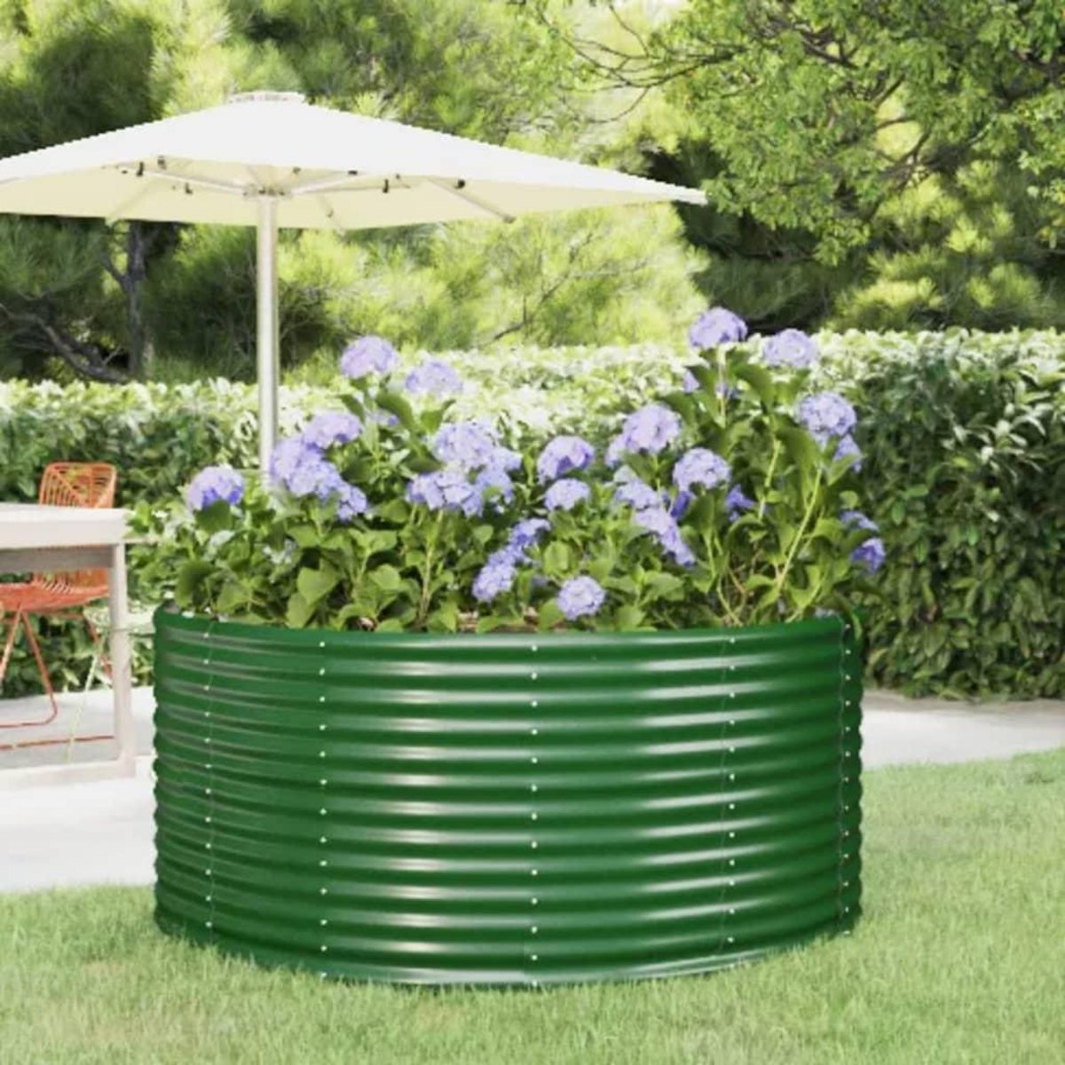 VIDAXL Lit sureleve de jardin Vert 140x140x68cm Acier enduit de poudre