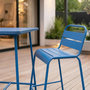 Voir la diapositive 6 : CONCEPT USINE Ensemble table de bar et 2 chaises hautes d'extérieur bleu BERGAME
