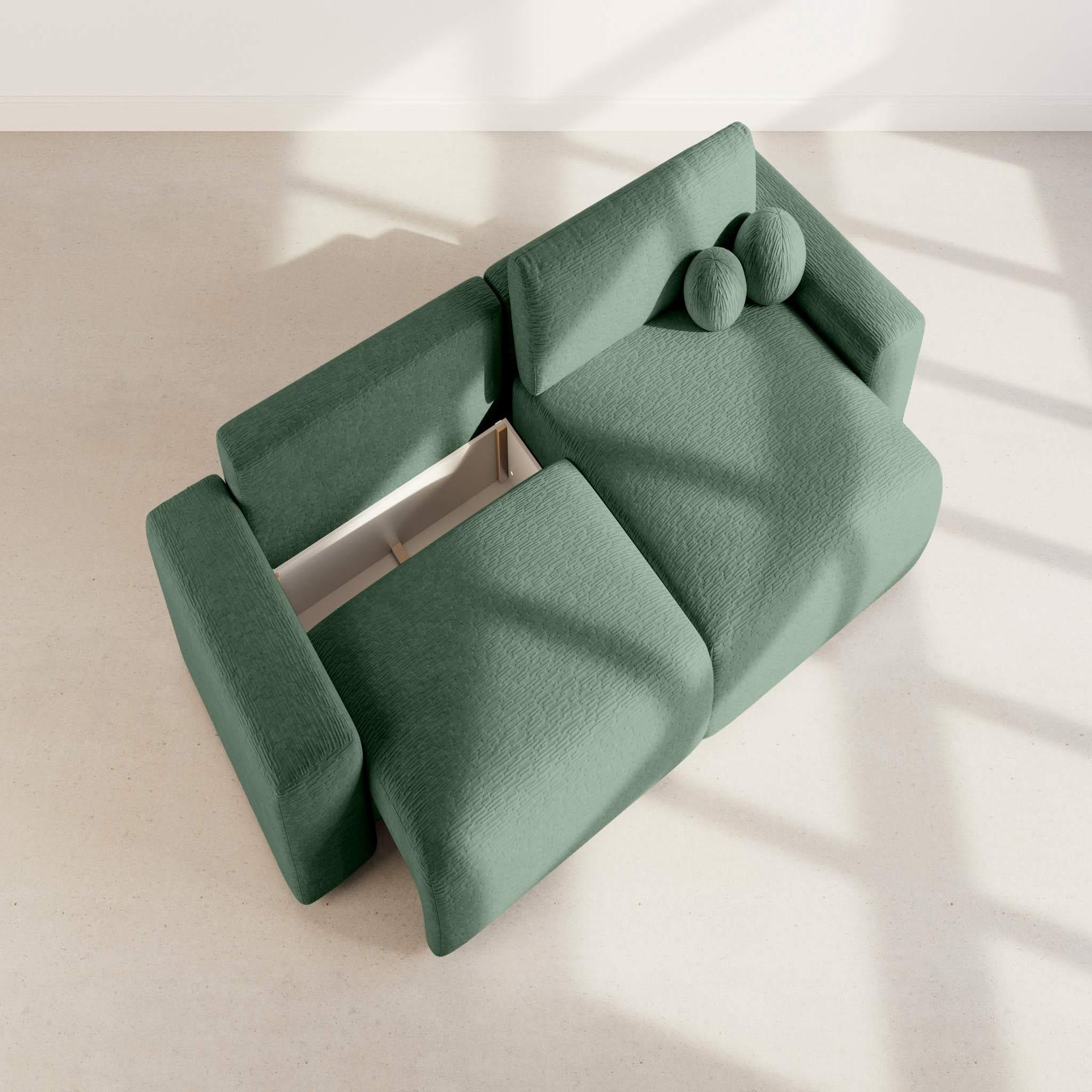 Voir la diapositive 4 : BEST MOBILIER Constance - canapé d'angle réversible 4 places convertible avec coffre en velours gaufré