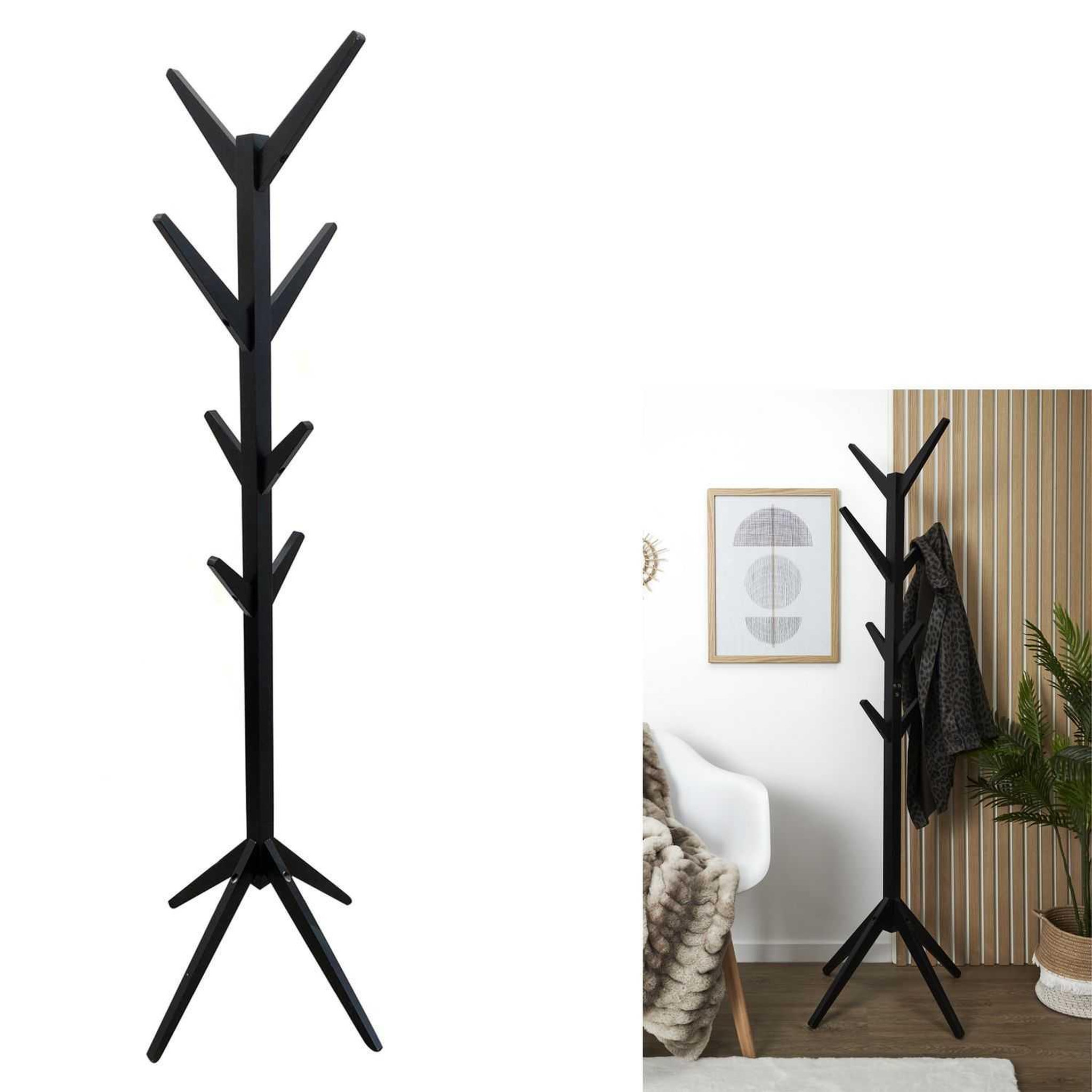 Voir la diapositive 4 : TOILINUX Portemanteau arbre en mdf hauteur 178 cm - noir
