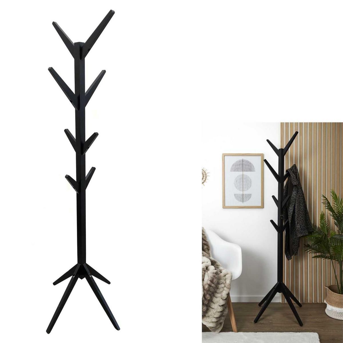 TOILINUX Portemanteau Arbre en MDF Hauteur 178 cm - Noir