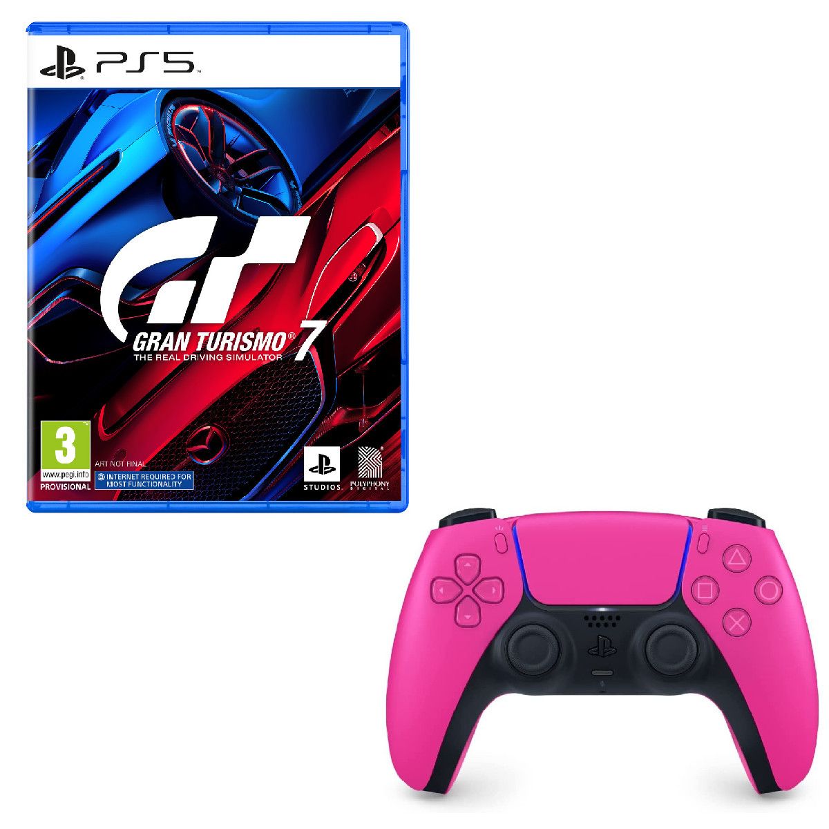 SONY Gran Turismo 7 PS5 + Manette PS5 Dualsense Controller Pink
