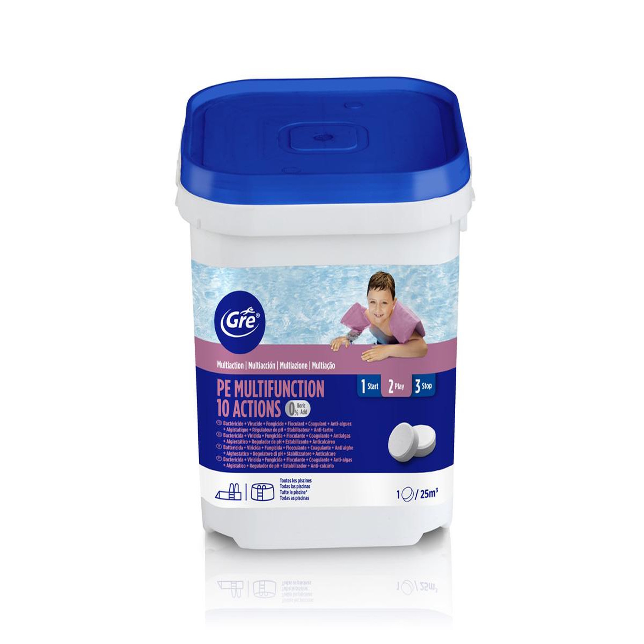 Voir la diapositive 2 : GRE Chlore 10 actions sans acide borique 5 kg - gré