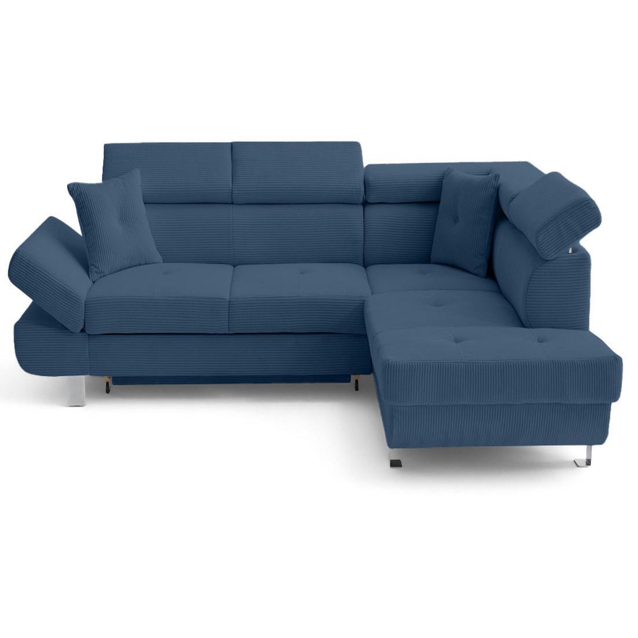 Voir la diapositive 1 : BEST MOBILIER Lisbona - canapé d'angle droit 5 places convertible avec têtières en velours côtelé