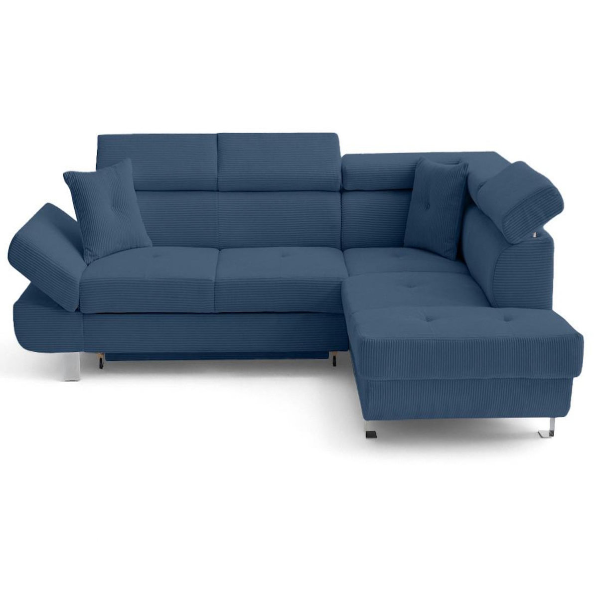 BEST MOBILIER Lisbona - canapé d'angle droit 5 places convertible avec têtières en velours côtelé