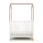 AT4 Lit cabane bébé évolutif CONFORT en bois. Coloris disponibles : Bicolore, Beige