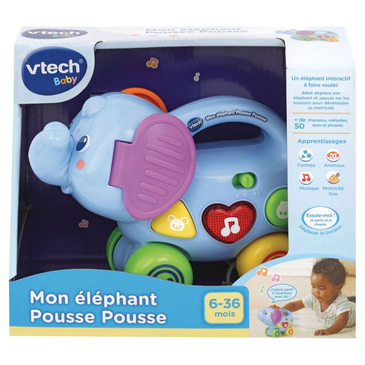 VTECH Eléphant pousse pousse 
