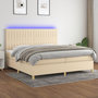 Voir la diapositive 1 : VIDAXL Sommier a lattes de lit et matelas et LED Creme 200x200cm Tissu