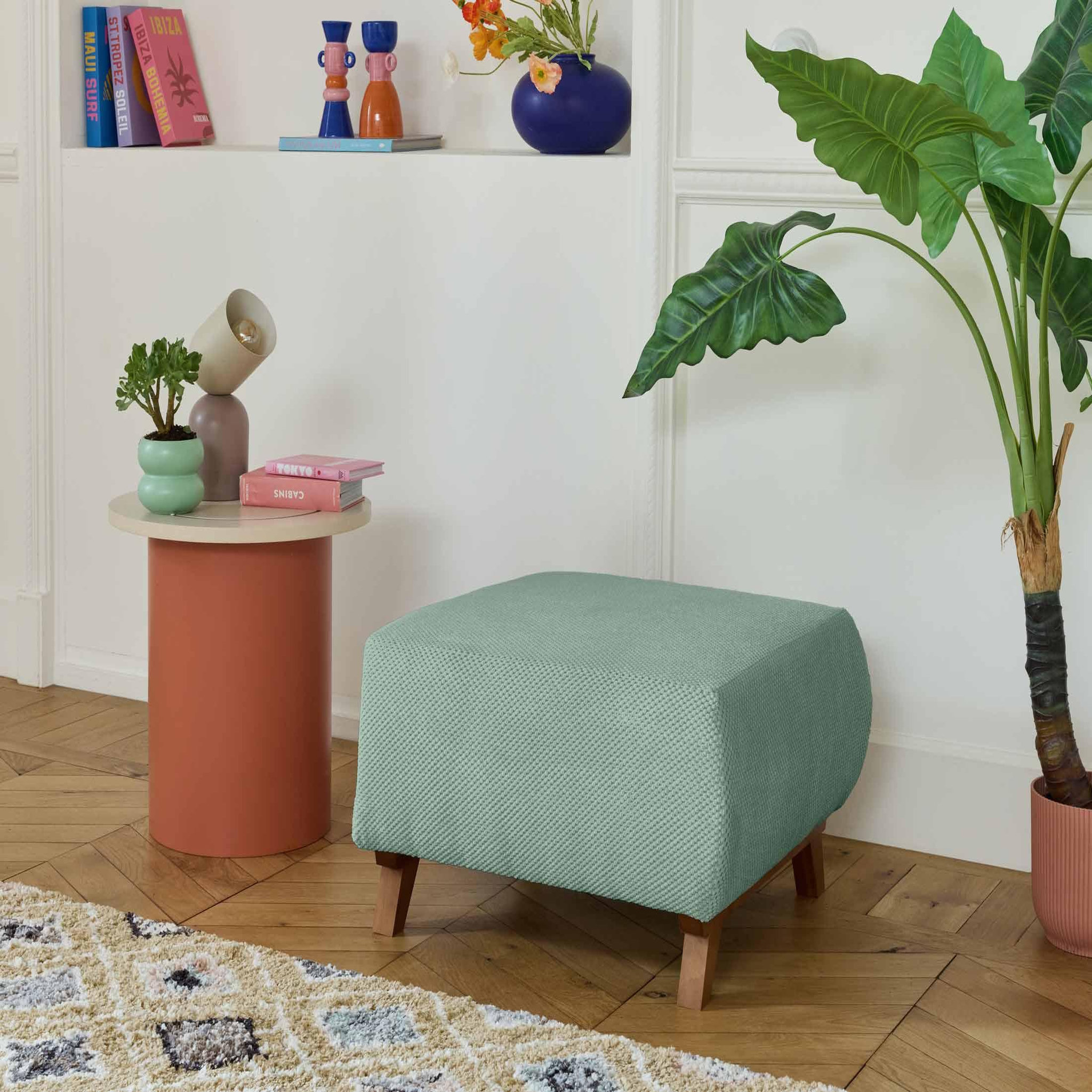 Voir la diapositive 5 : BEST MOBILIER Cristal - pouf modulable - 65 cm - en velours texturé