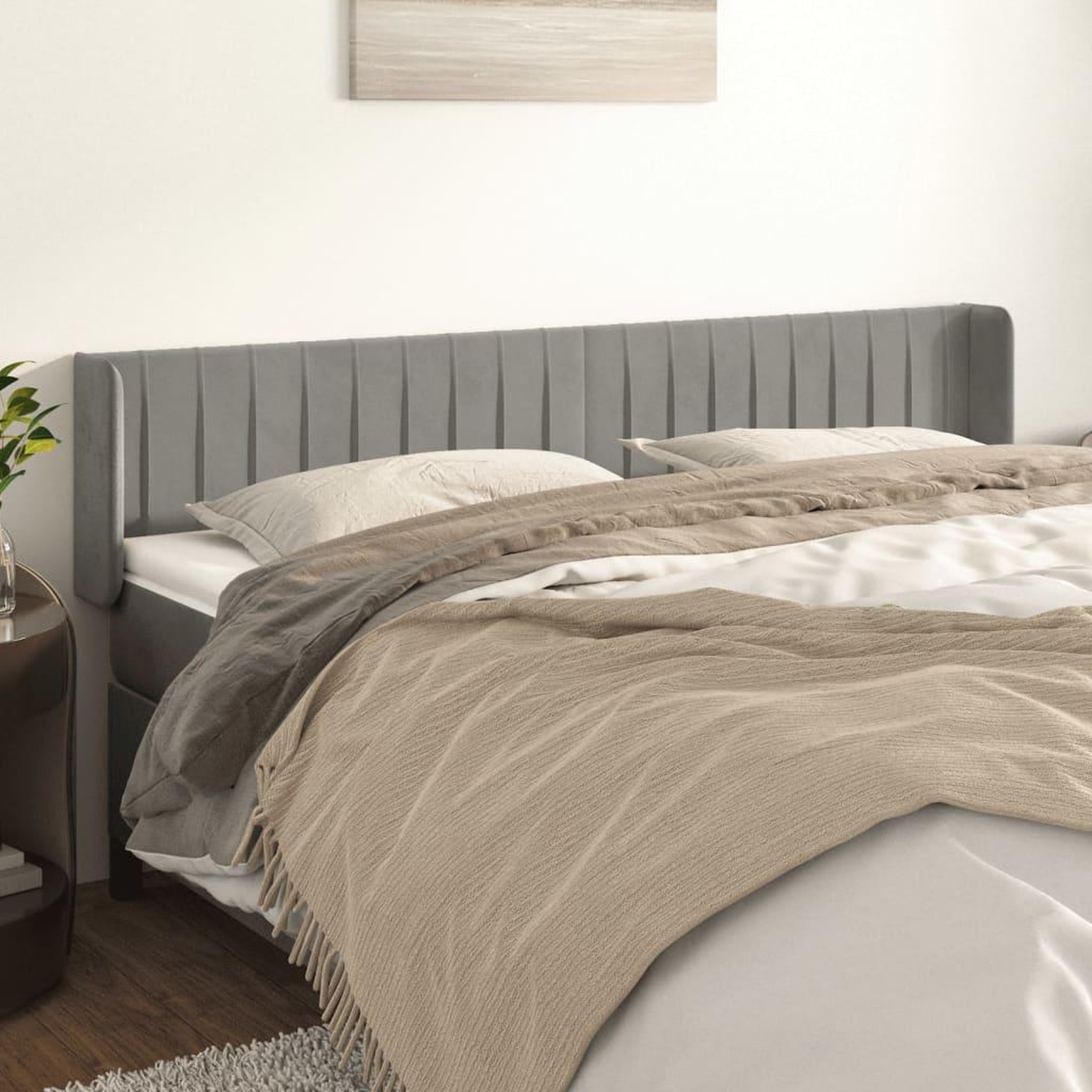 Voir la diapositive 1 : VIDAXL Tete de lit avec oreilles Gris clair 203x16x78/88 cm Velours