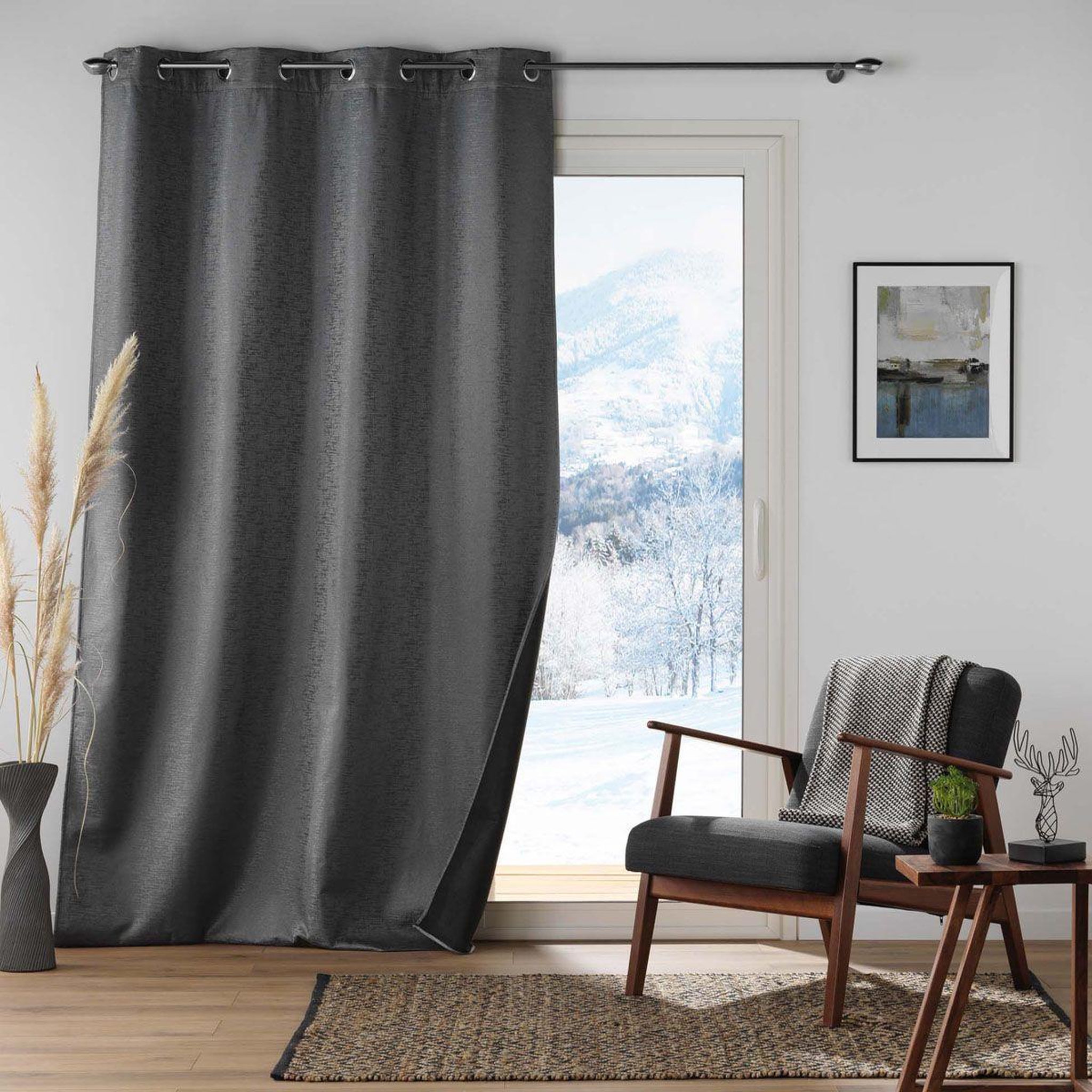 Voir la diapositive 6 : Douceur d'Intérieur Rideau isolant thermique  polarine  140x260cm anthracite