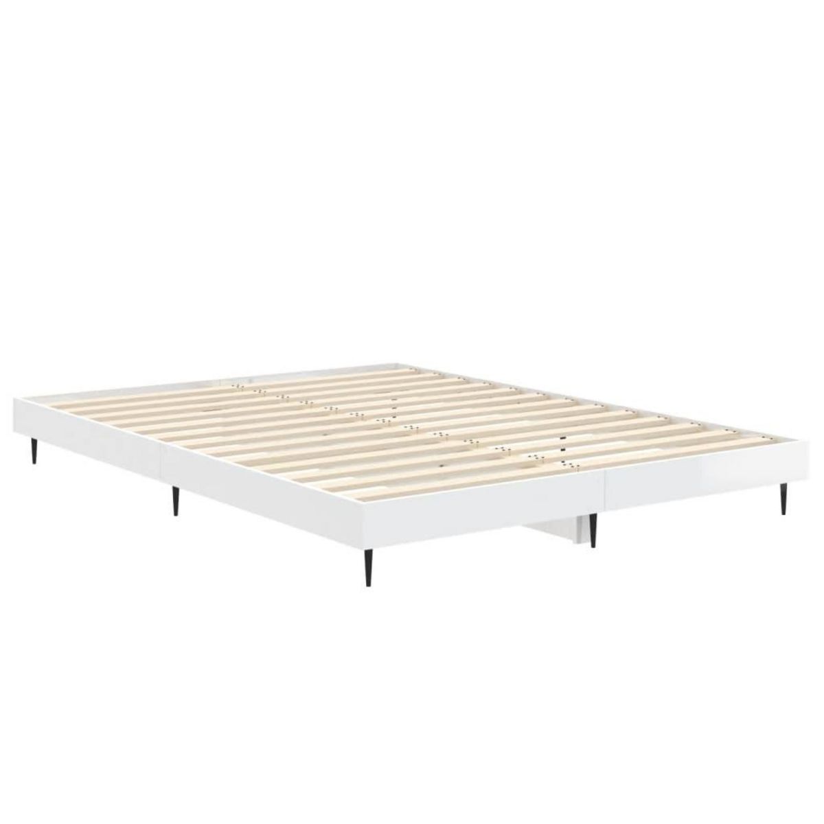 VIDAXL Cadre de lit sans matelas blanc brillant 135x190 cm
