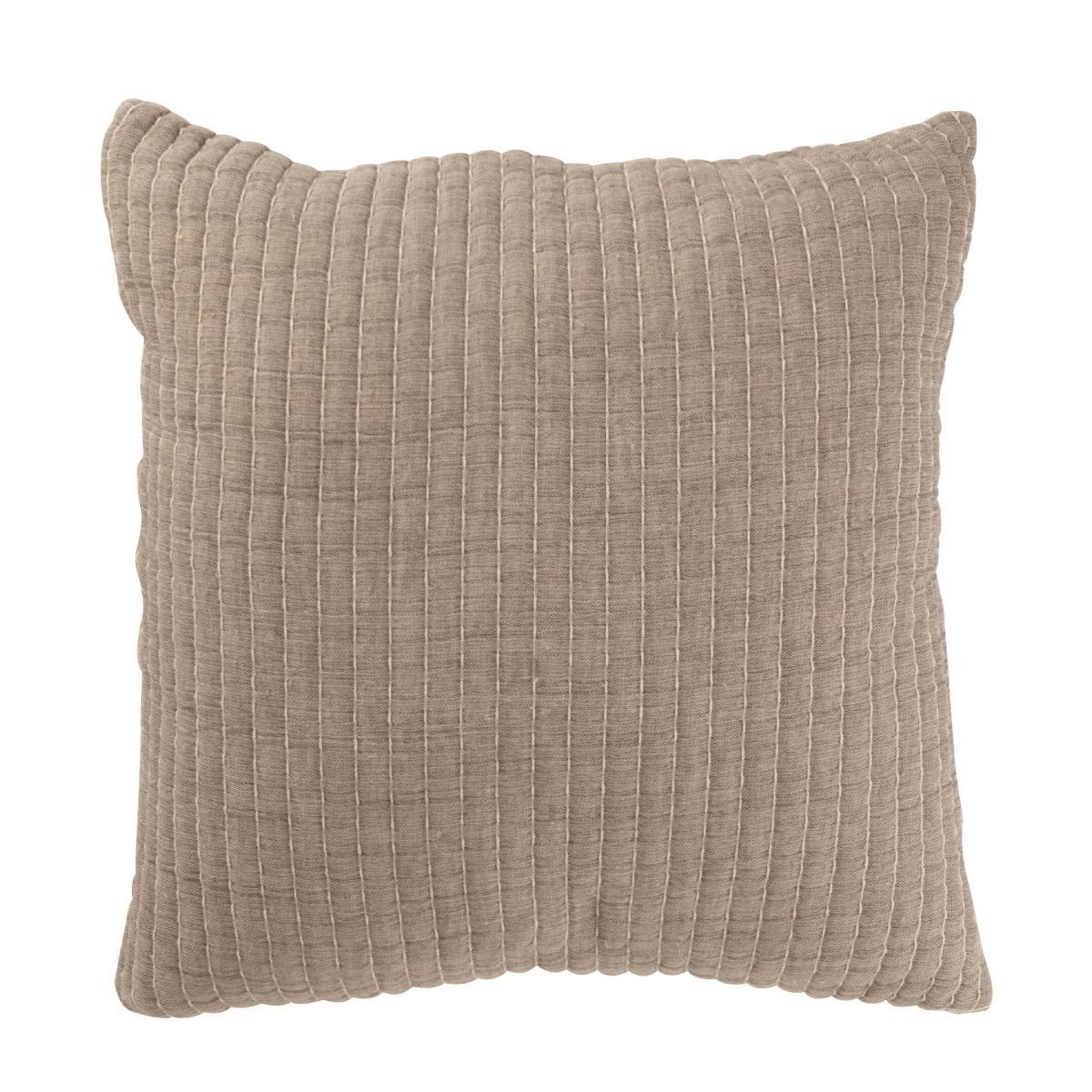 J-LINE Coussin déco lignes  teddy  45x45cm gris