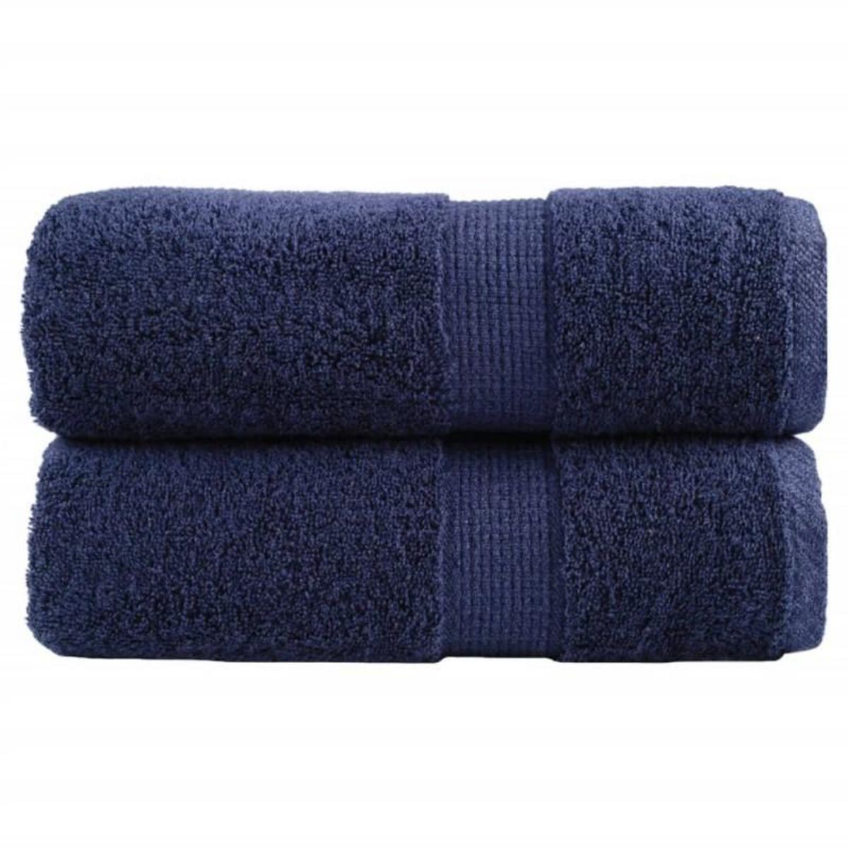 VIDAXL Serviettes d invité de qualité sup. SOLUND 2 pcs bleu marine