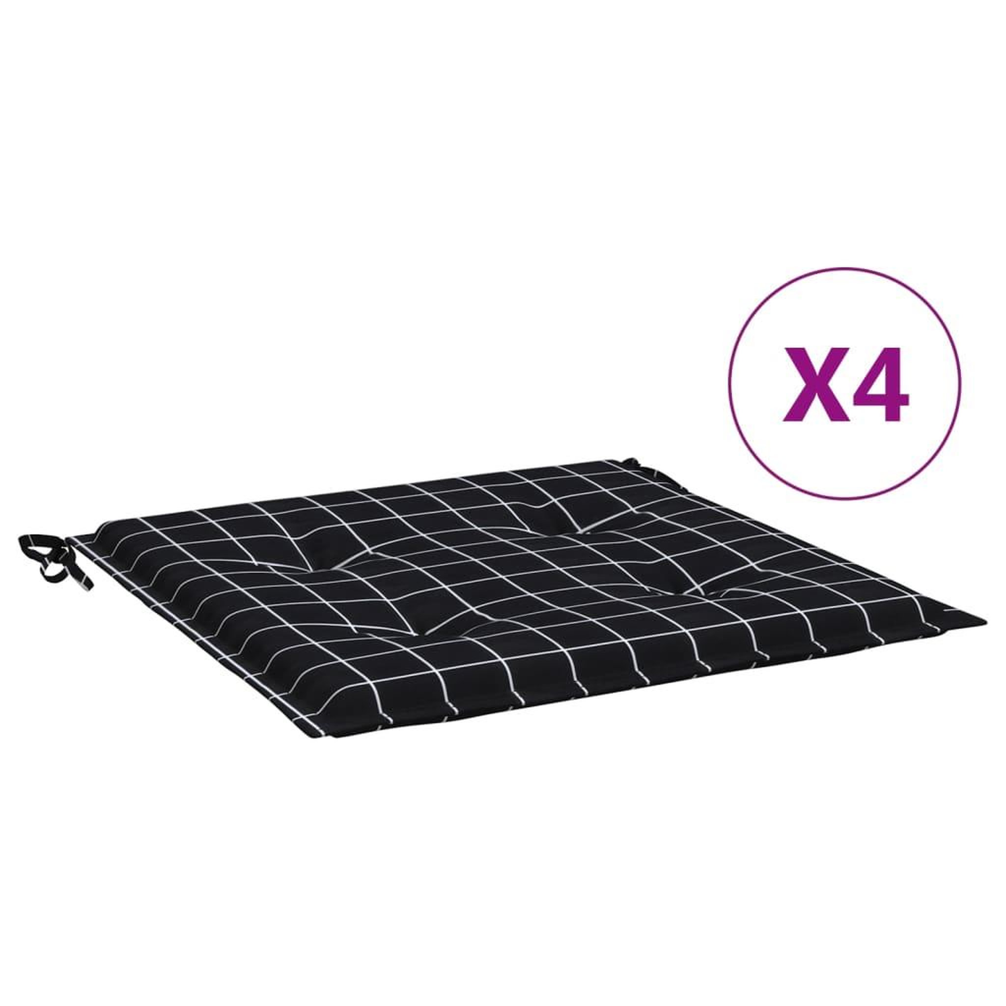 Voir la diapositive 2 : VIDAXL Coussins de chaise de jardin lot de 4 motif a carreaux noir
