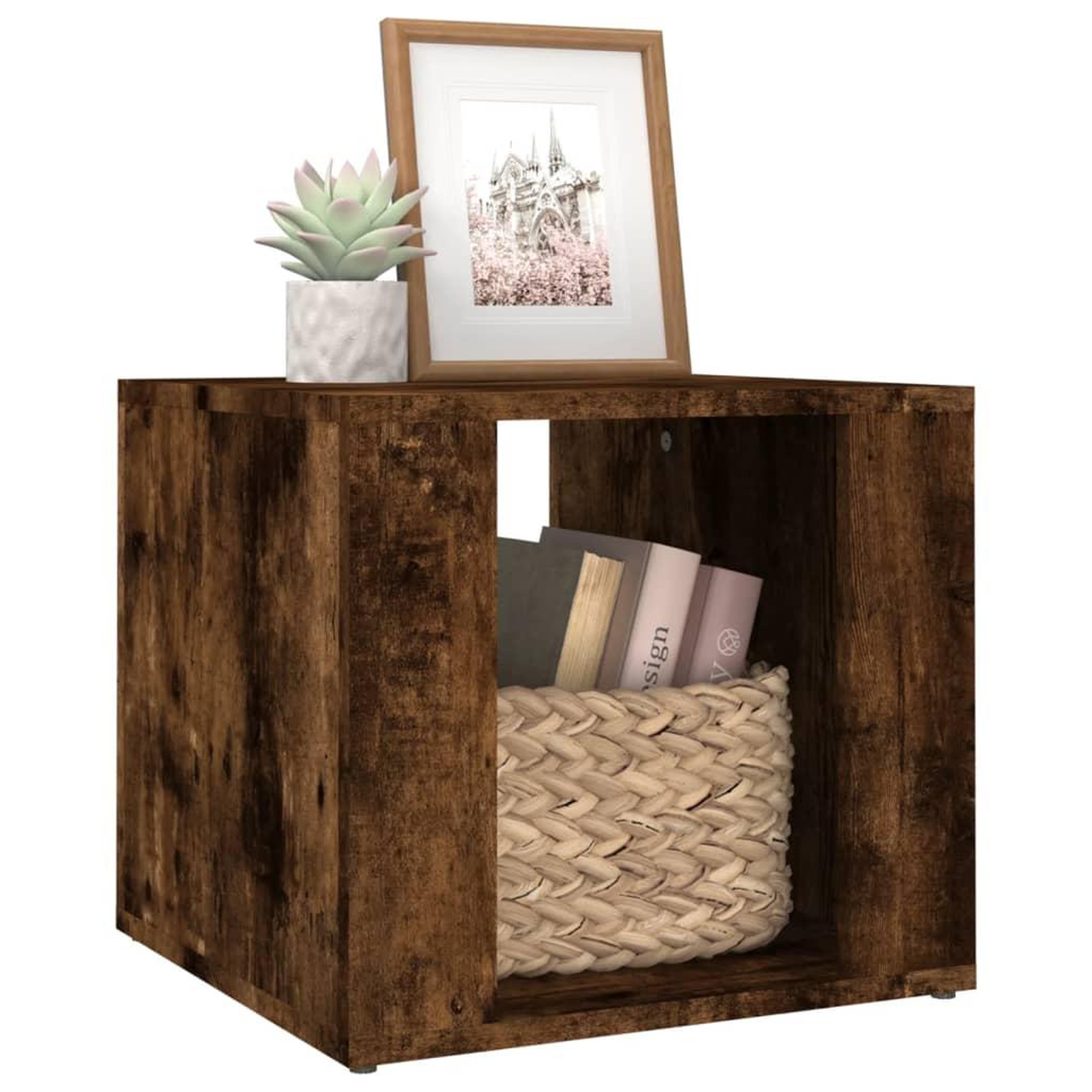 Voir la diapositive 4 : VIDAXL Table de chevet Chene fume 41x40x36 cm Bois d'ingenierie