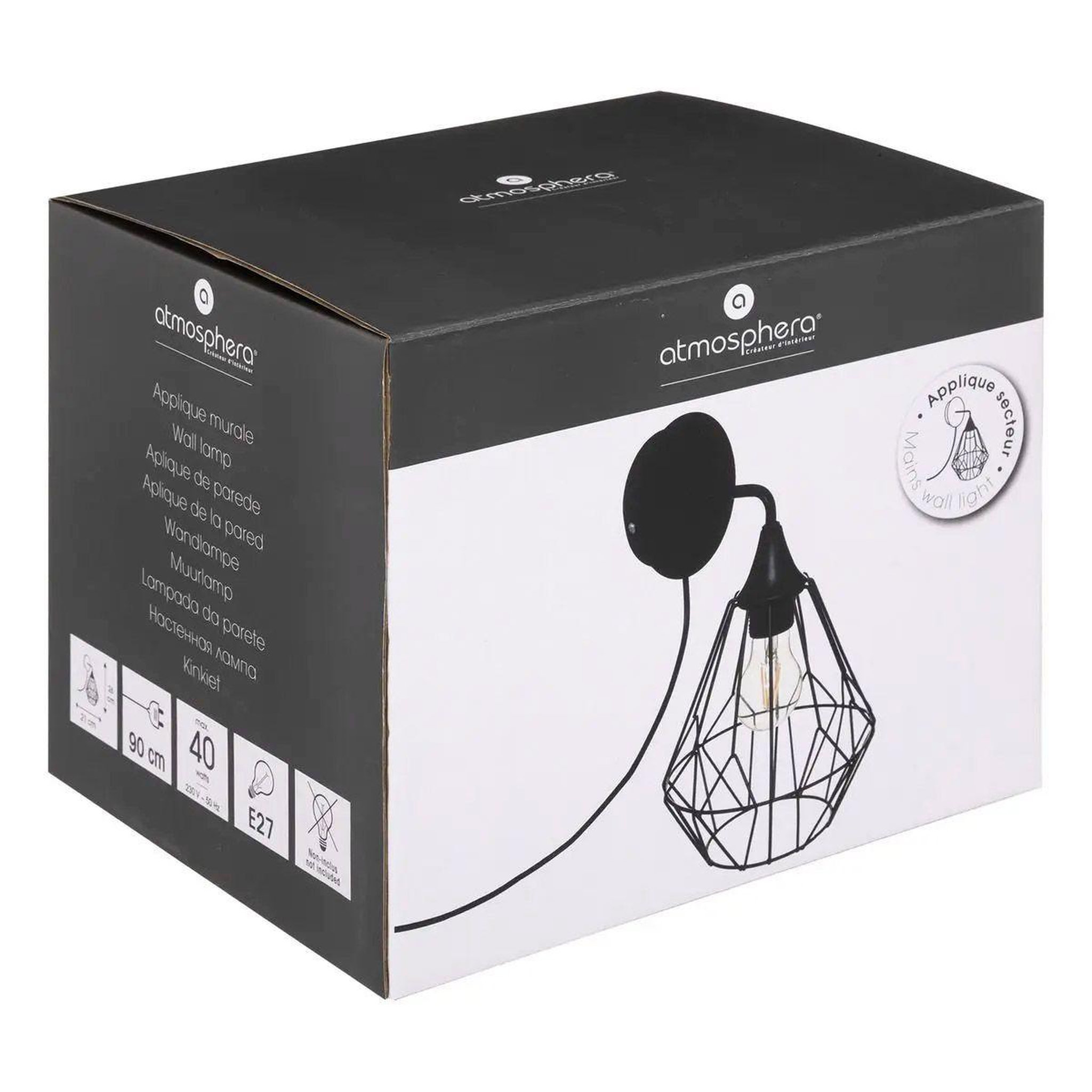 Voir la diapositive 3 : ATMOSPHERA Applique murale en métal  flave  33cm noir