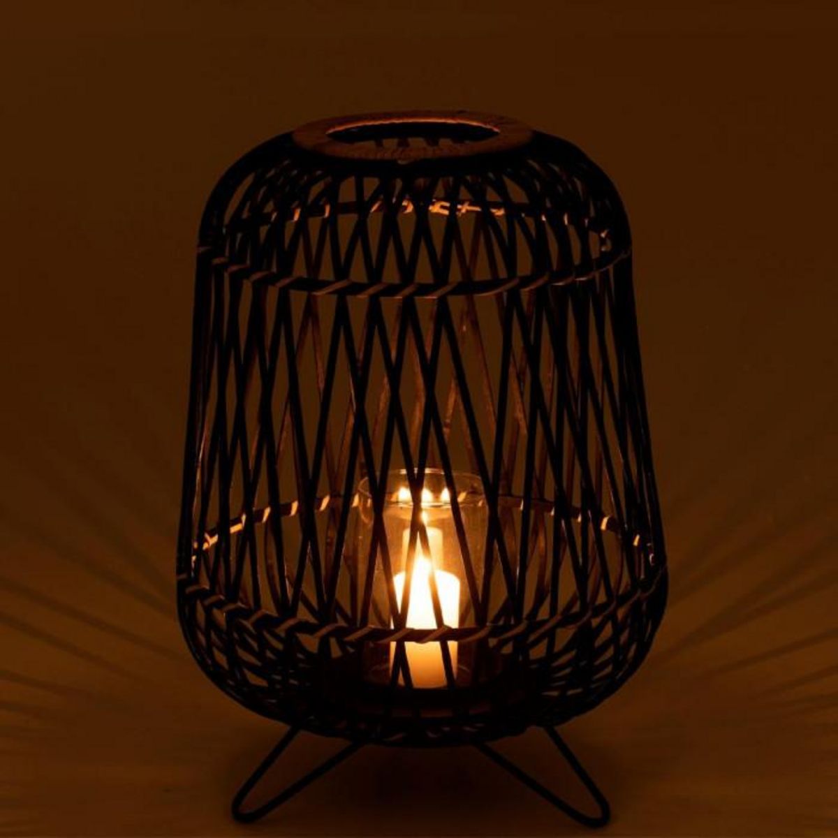 Paris Prix Lanterne Déco  Bambou sur Pied  41cm Noir