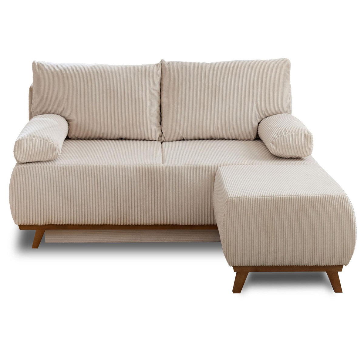 BEST MOBILIER Cristal - canapé 3 places - convertible avec coffre et pouf - en velours côtelé