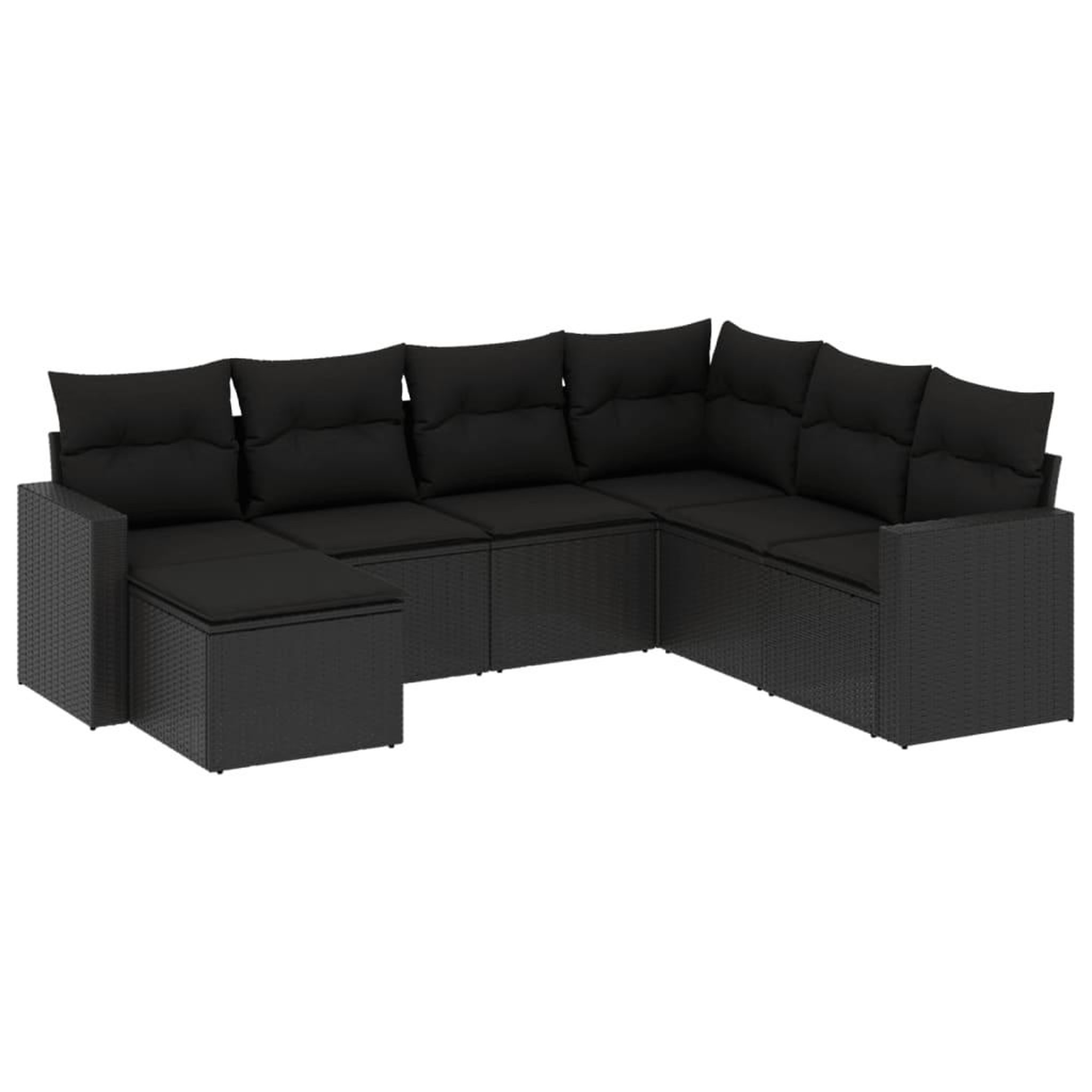 Voir la diapositive 2 : VIDAXL Salon de jardin 7 pcs avec coussins noir resine tressee