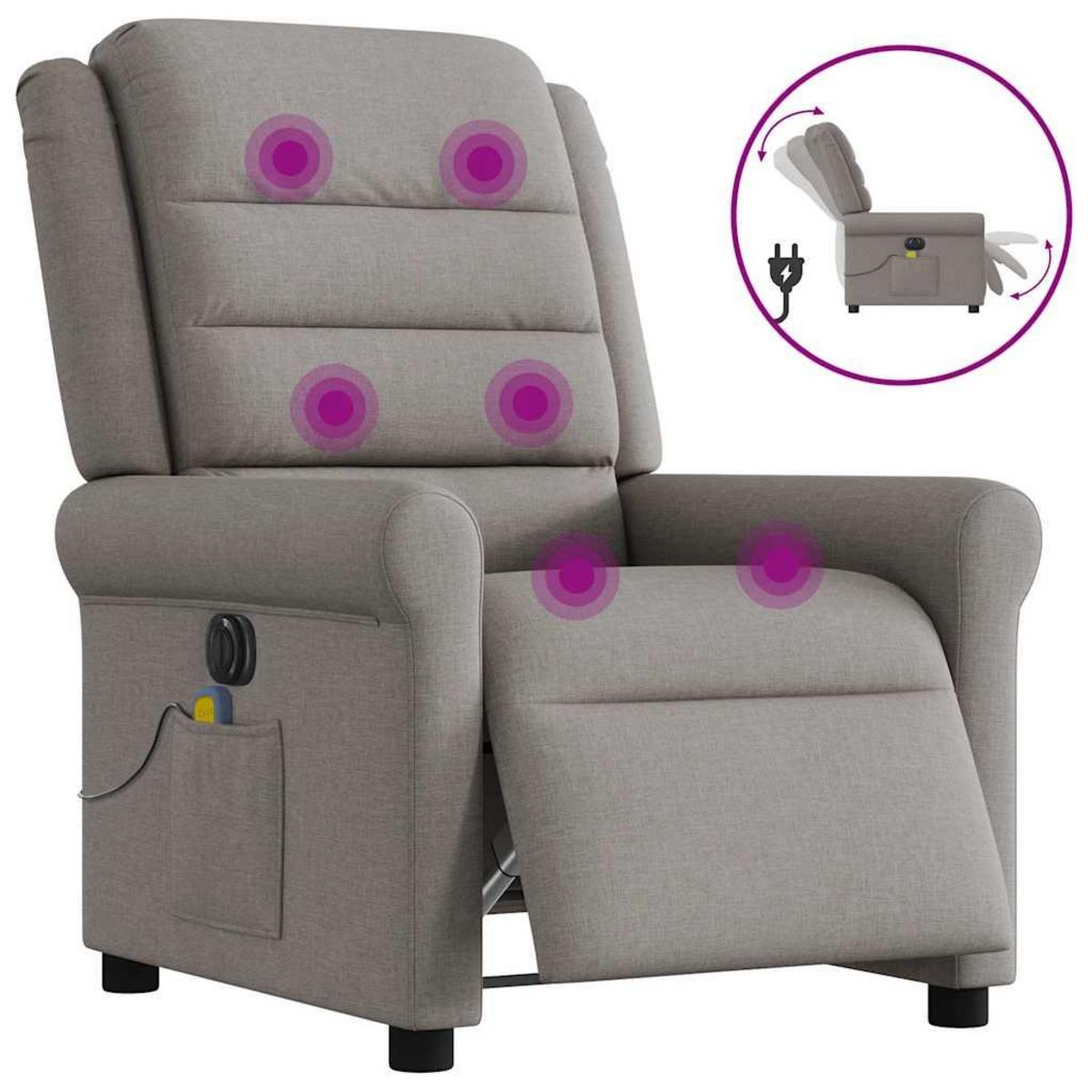 VIDAXL Fauteuil de massage inclinable electrique Taupe Tissu
