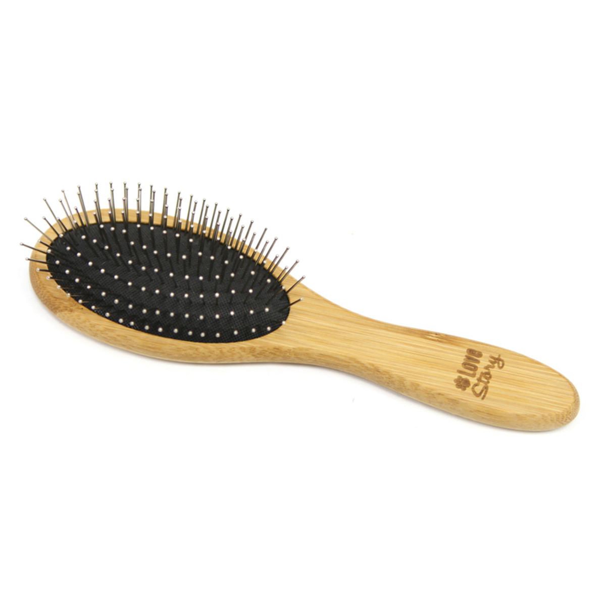 LOVE STORY Brosse de toilettage bambou  picots perles  22cm naturel