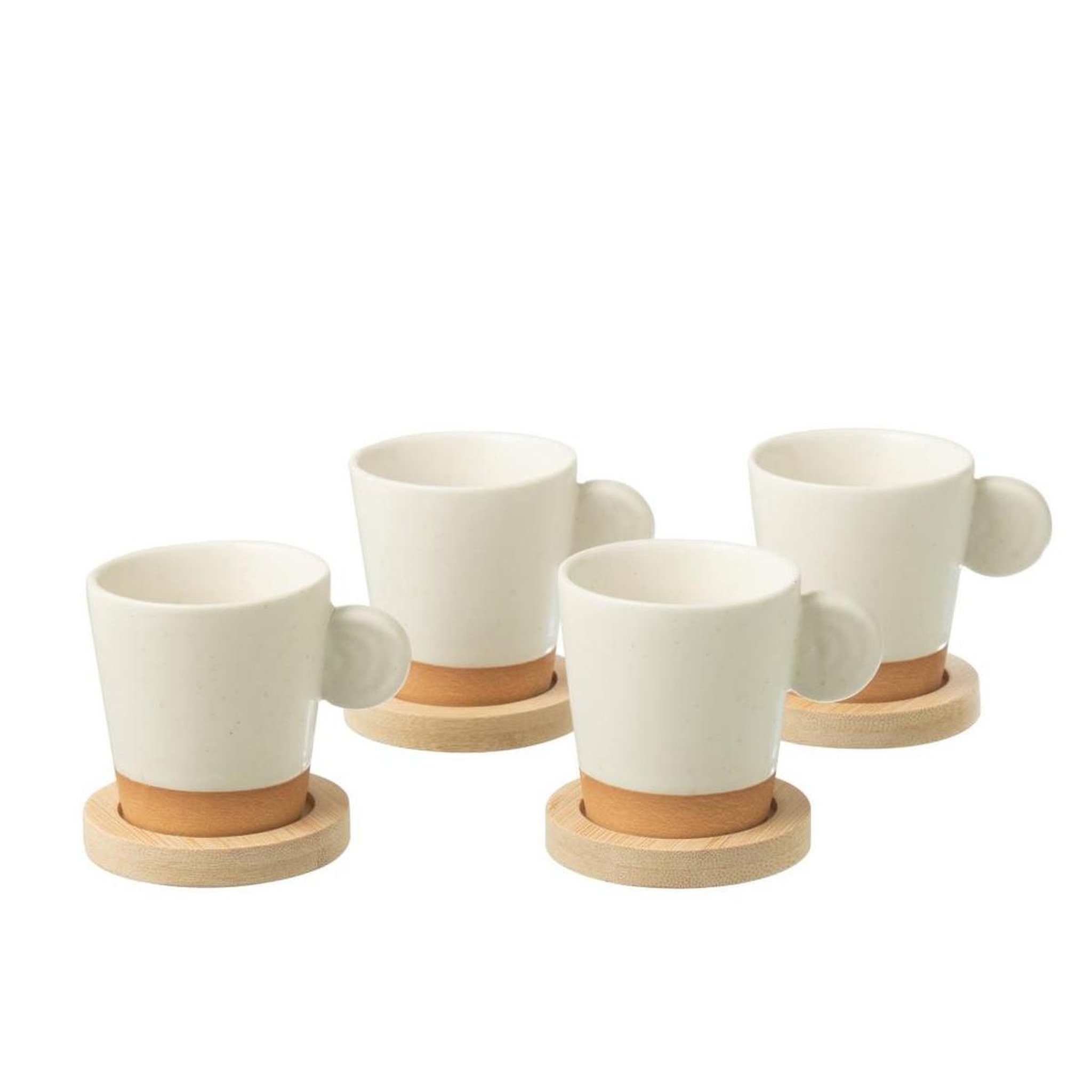Voir la diapositive 3 : J-LINE Lot de 4 tasses à café  avery  7,5cl blanc