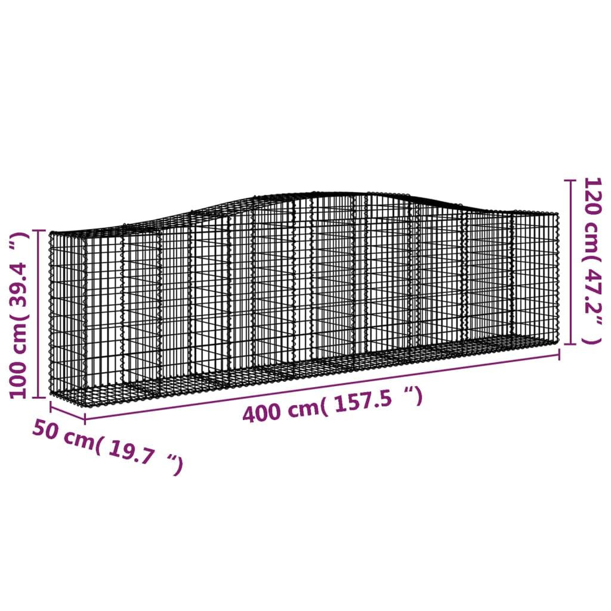 Voir la diapositive 6 : VIDAXL Panier de gabions arque 400x50x100/120 cm Fer galvanise