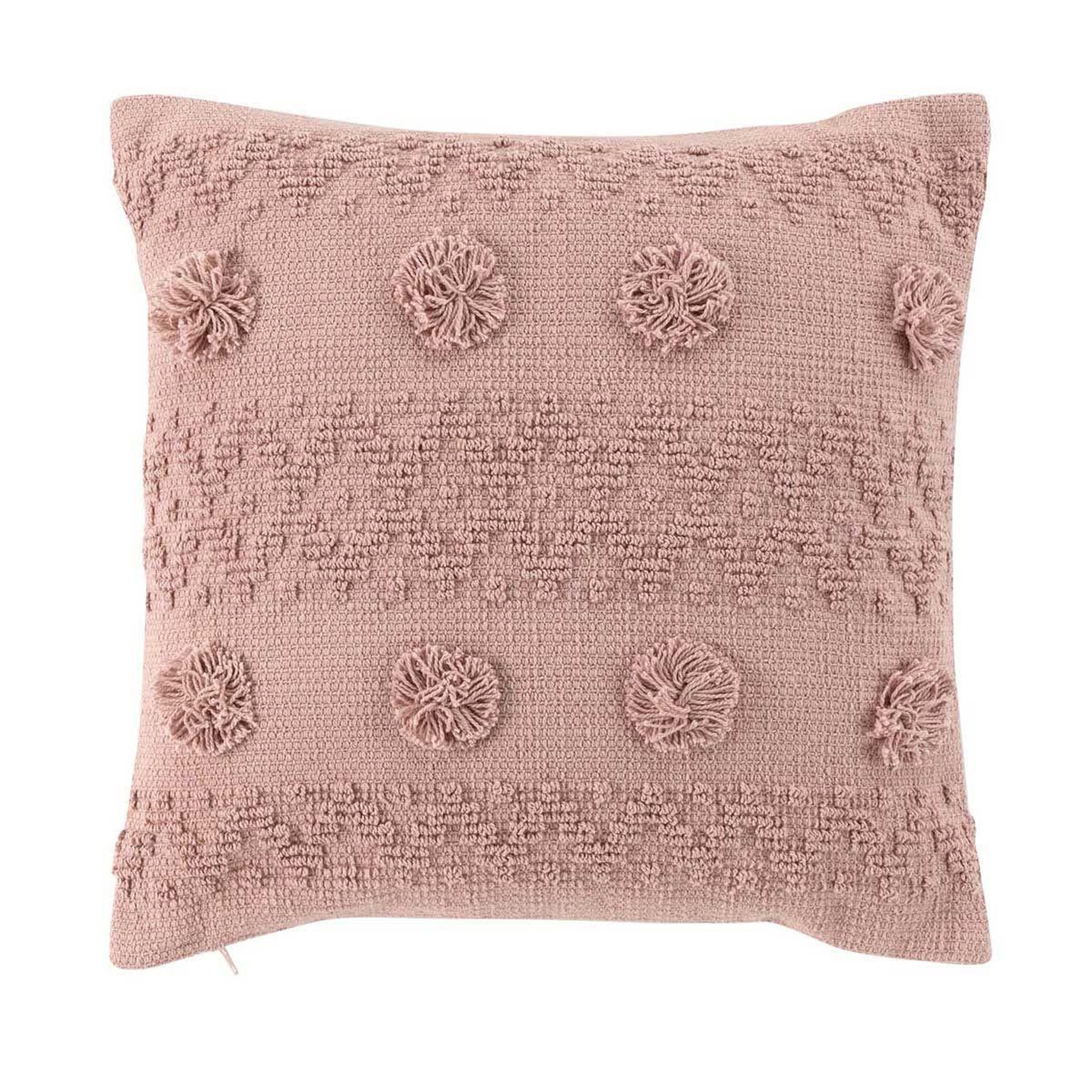 Voir la diapositive 2 : Douceur d'Intérieur Coussin déco à pompons  alenia  40x40cm rose