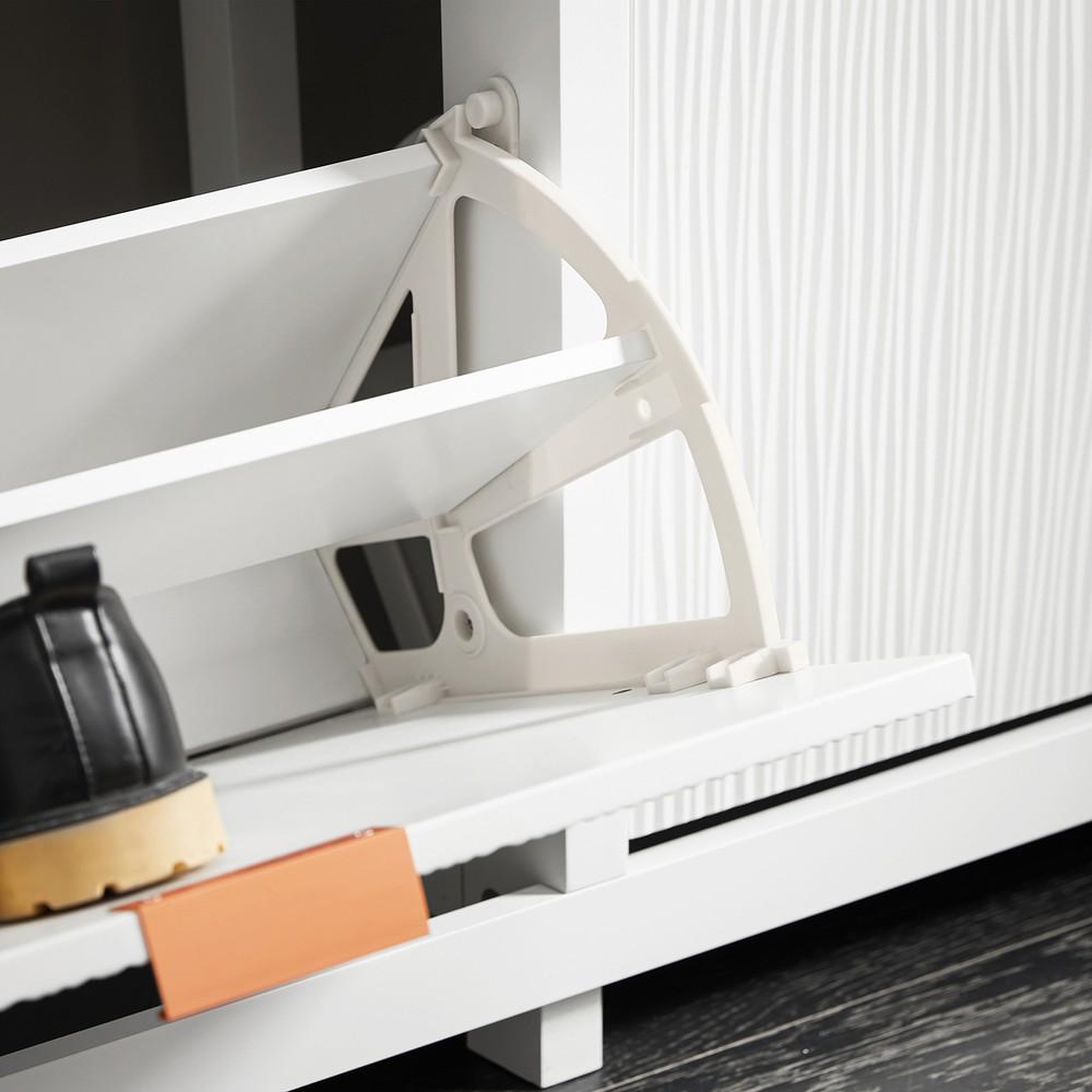 Voir la diapositive 6 : SOBUY Armoire à chaussures 4 portes blanc 104x23x82cm fsr186-ii-w