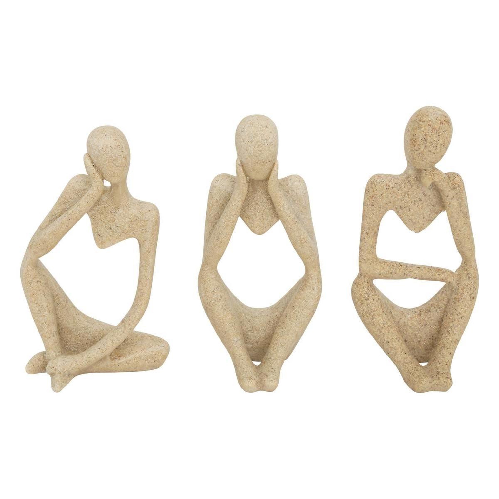ATMOSPHERA Lot de 3 statuettes femmes  aby  11cm beige