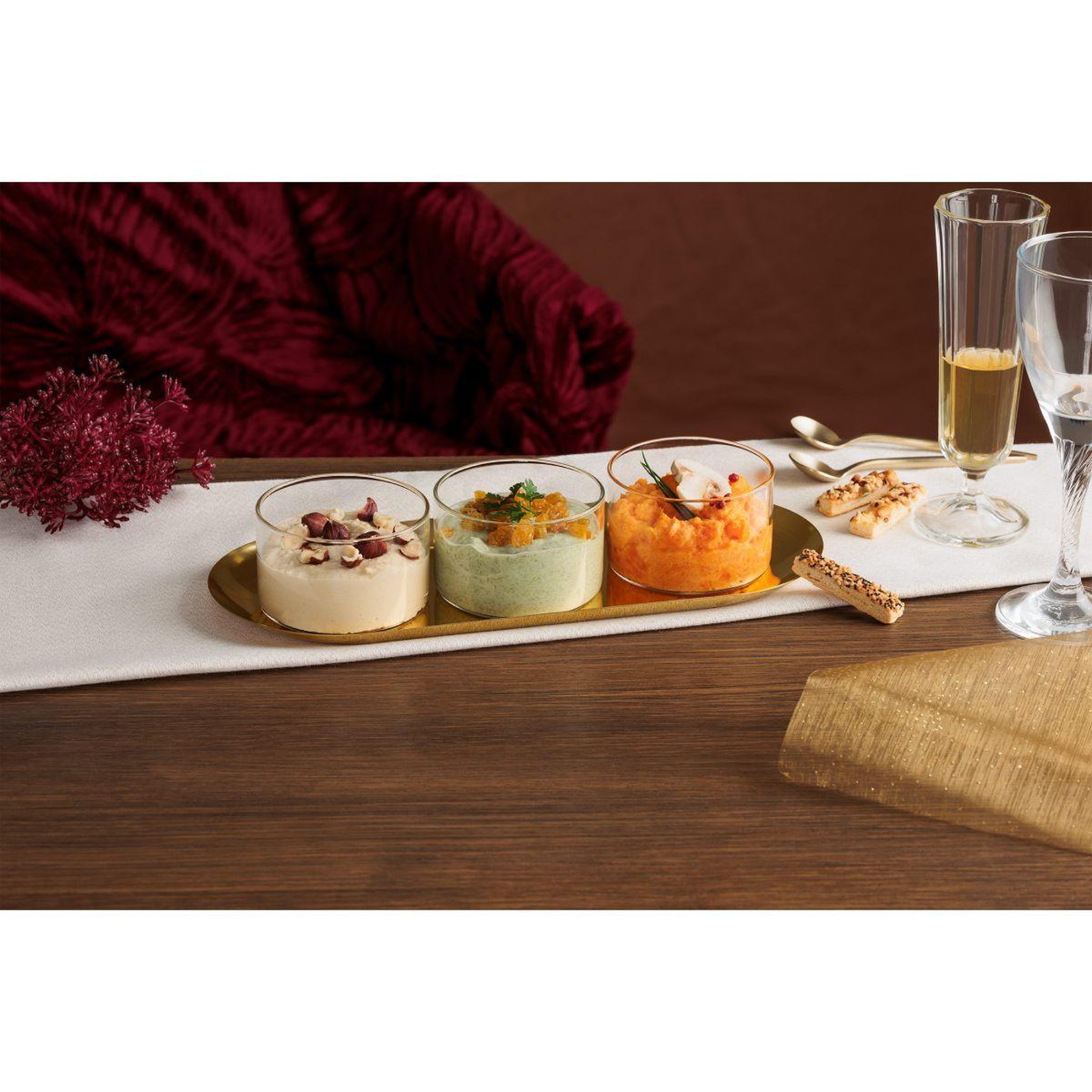 Voir la diapositive 6 : SECRET DE GOURMET Service Apéritif 4 Pièces  Automne  30cm Or