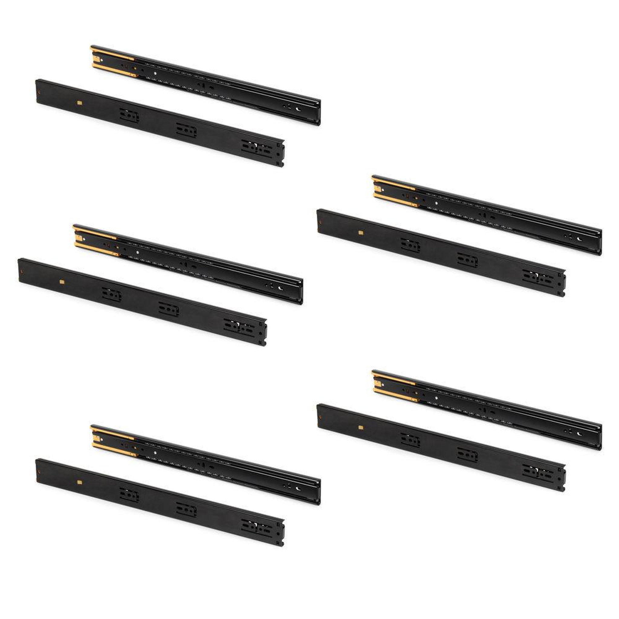 EMUCA SRL 5 paires de coulisses a billes, tiroirs à sortie totale, fermeture amortie, L 550 mm, noir
