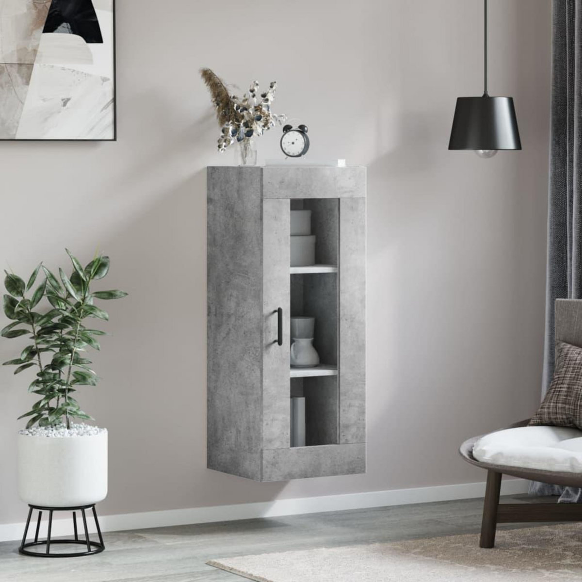 VIDAXL Armoire murale gris beton 34,5x34x90 cm