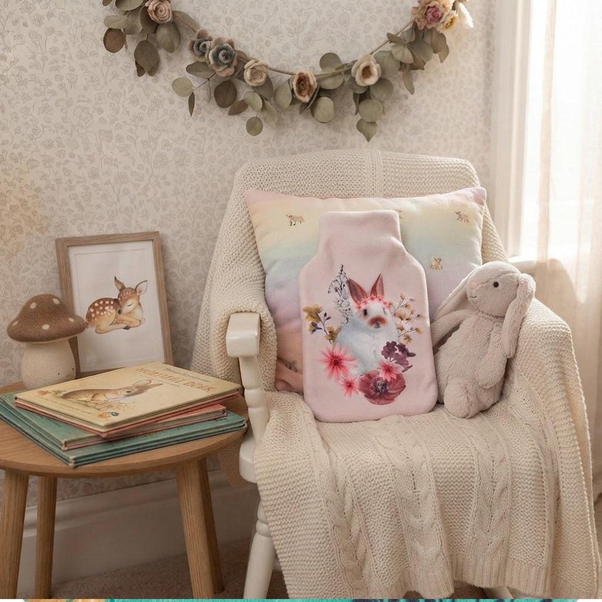 Voir la diapositive 5 : Eden Housse de bouillotte lapin fleuri