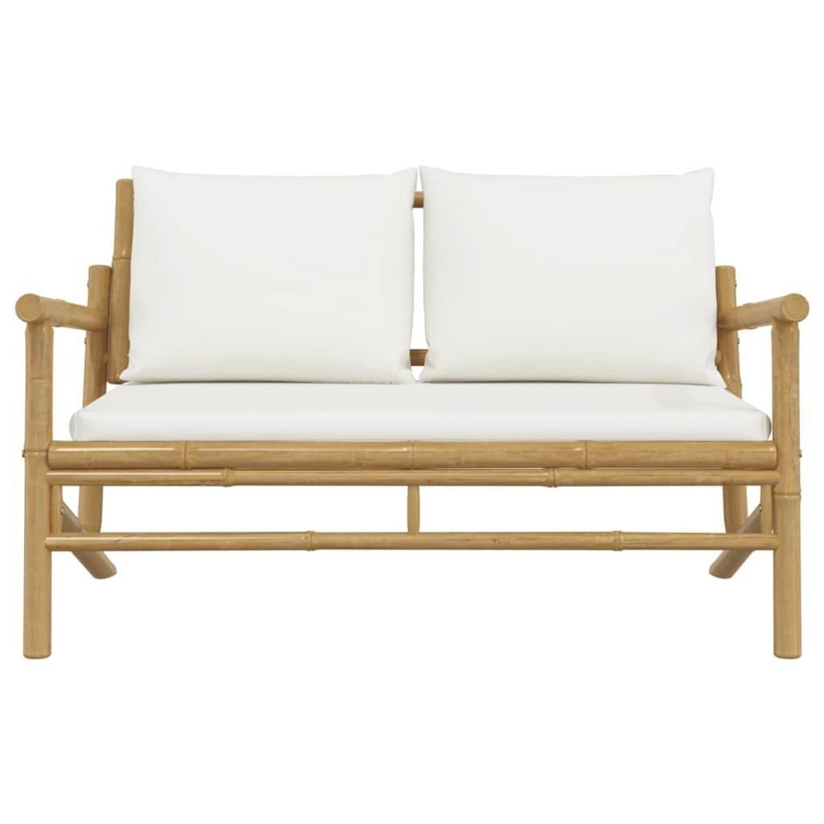 VIDAXL Banc de jardin avec coussins blanc creme bambou