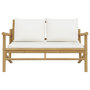 Voir la diapositive 3 : VIDAXL Banc de jardin avec coussins blanc creme bambou